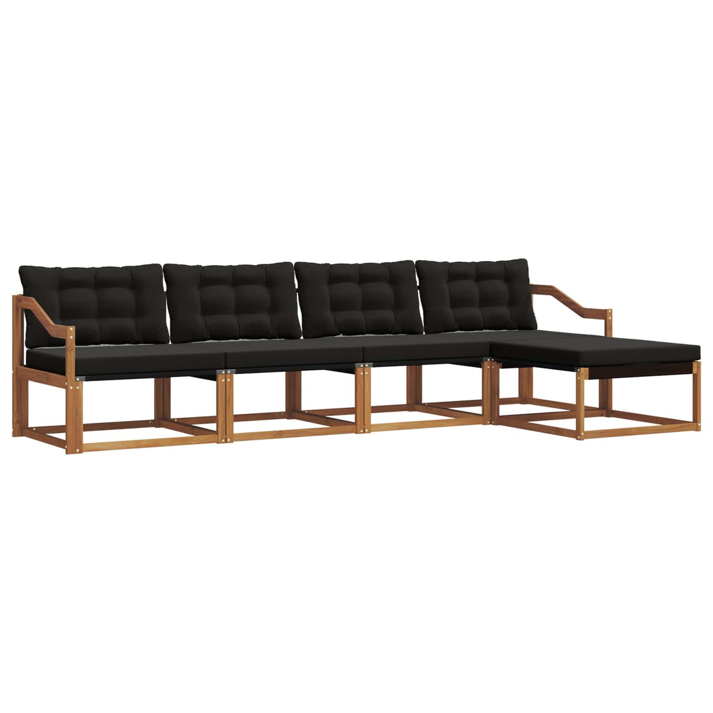 vidaXL Σειρά Καναπέ Εξωτερικού με μαξιλάρι 5 pcs Φυσικό και Μαύρο