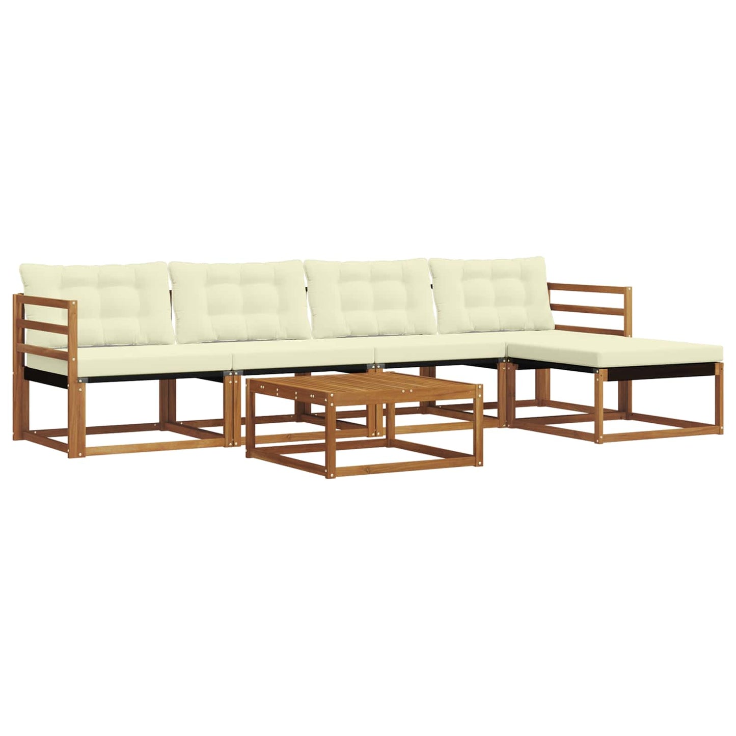 vidaXL Σειρά Καναπέ Εξωτερικού με μαξιλάρι 6 pcs Φυσικό και Κρέμα