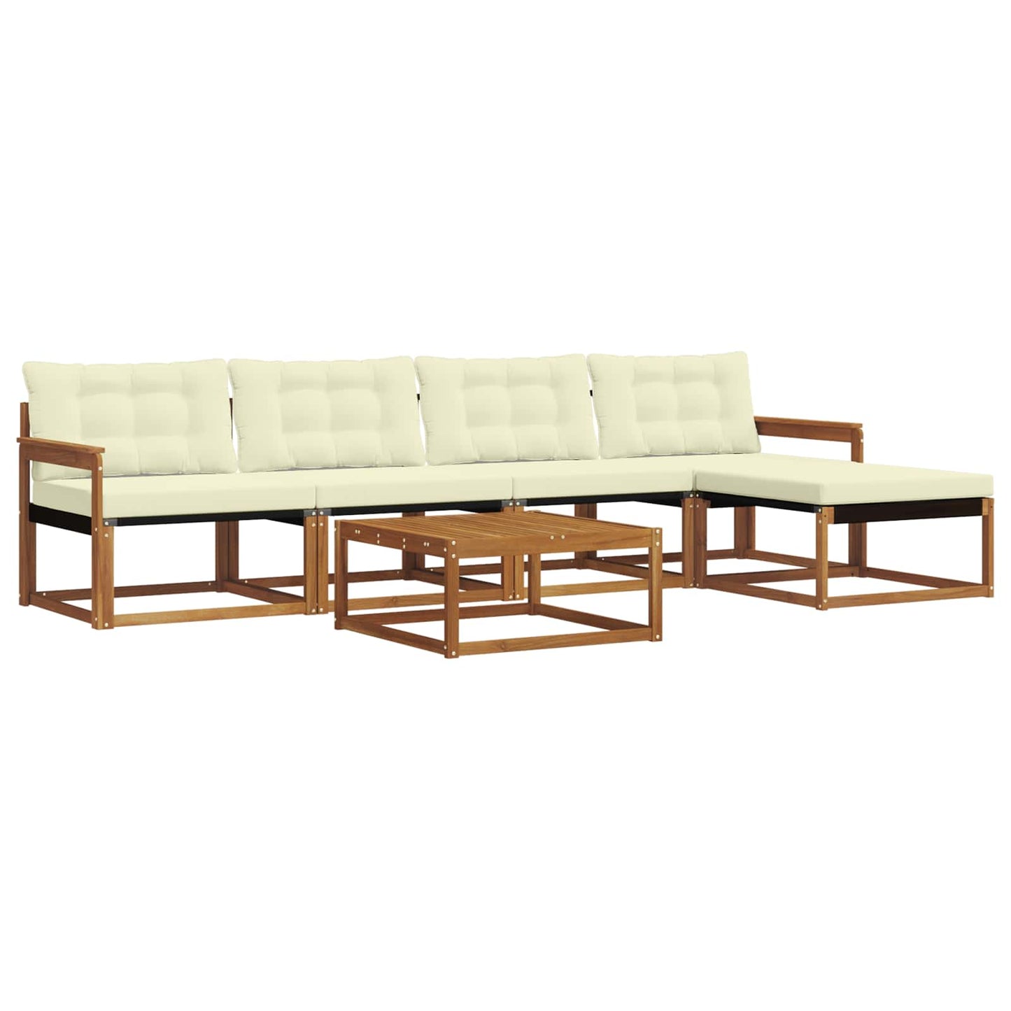 vidaXL Σειρά Καναπέ Εξωτερικού με μαξιλάρι 6 pcs Φυσικό και Κρέμα