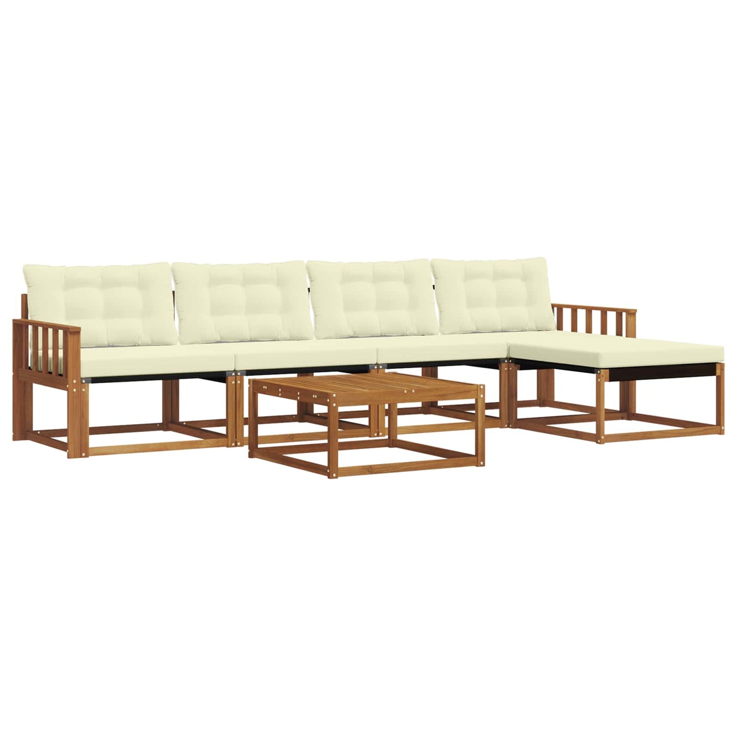 vidaXL Σειρά Καναπέ Εξωτερικού με μαξιλάρι 6 pcs Φυσικό και Κρέμα