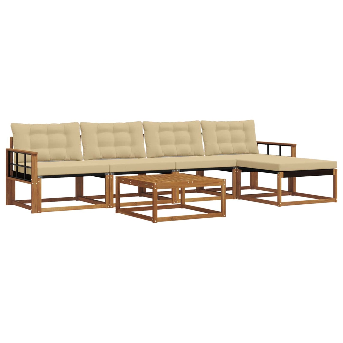 vidaXL Σειρά Καναπέ Εξωτερικού με μαξιλάρι 6 pcs Φυσικό και Μπεζ
