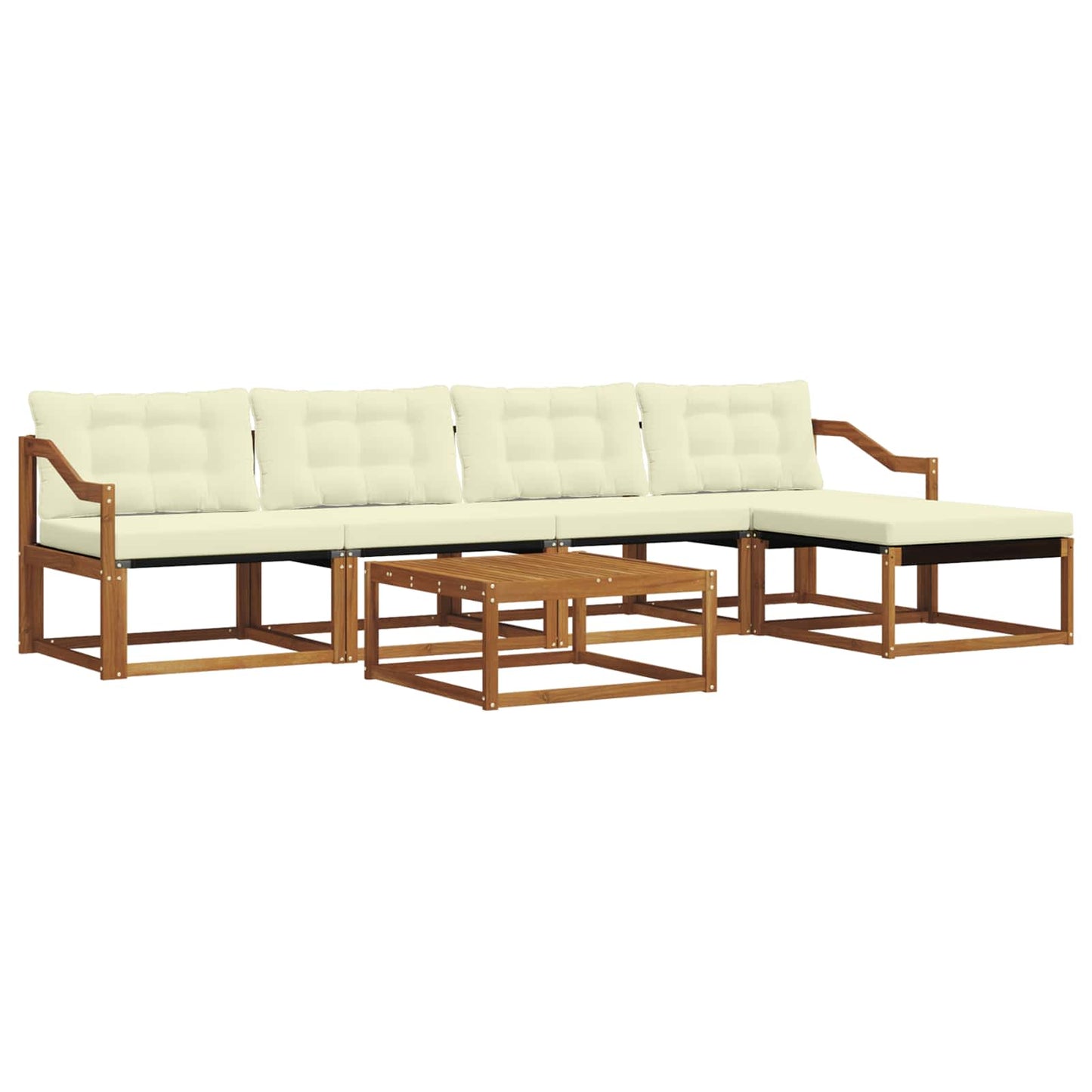 vidaXL Σειρά Καναπέ Εξωτερικού με μαξιλάρι 6 pcs Φυσικό και Κρέμα