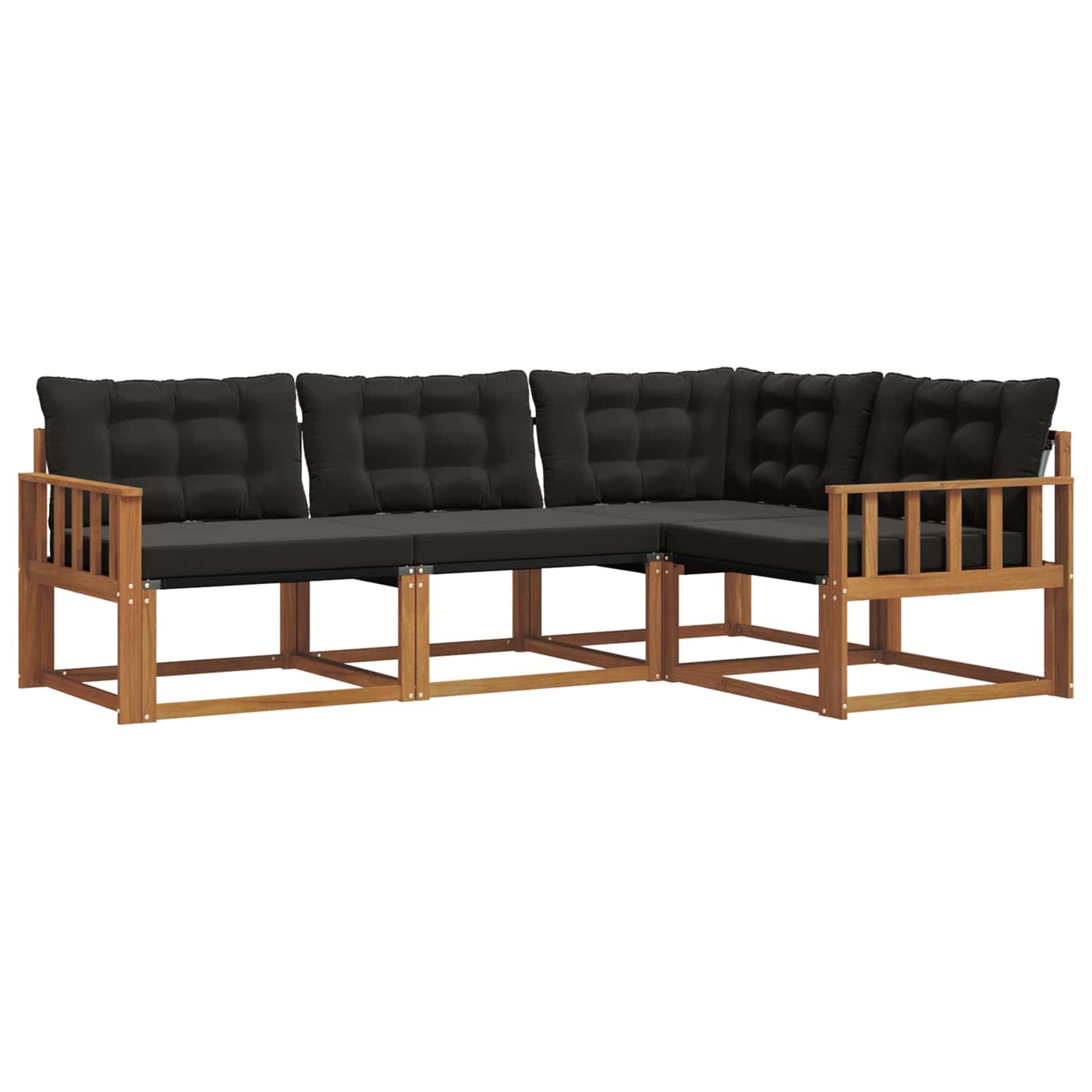 vidaXL Σειρά Καναπέ Εξωτερικού με μαξιλάρι 4 pcs Φυσικό και Μαύρο