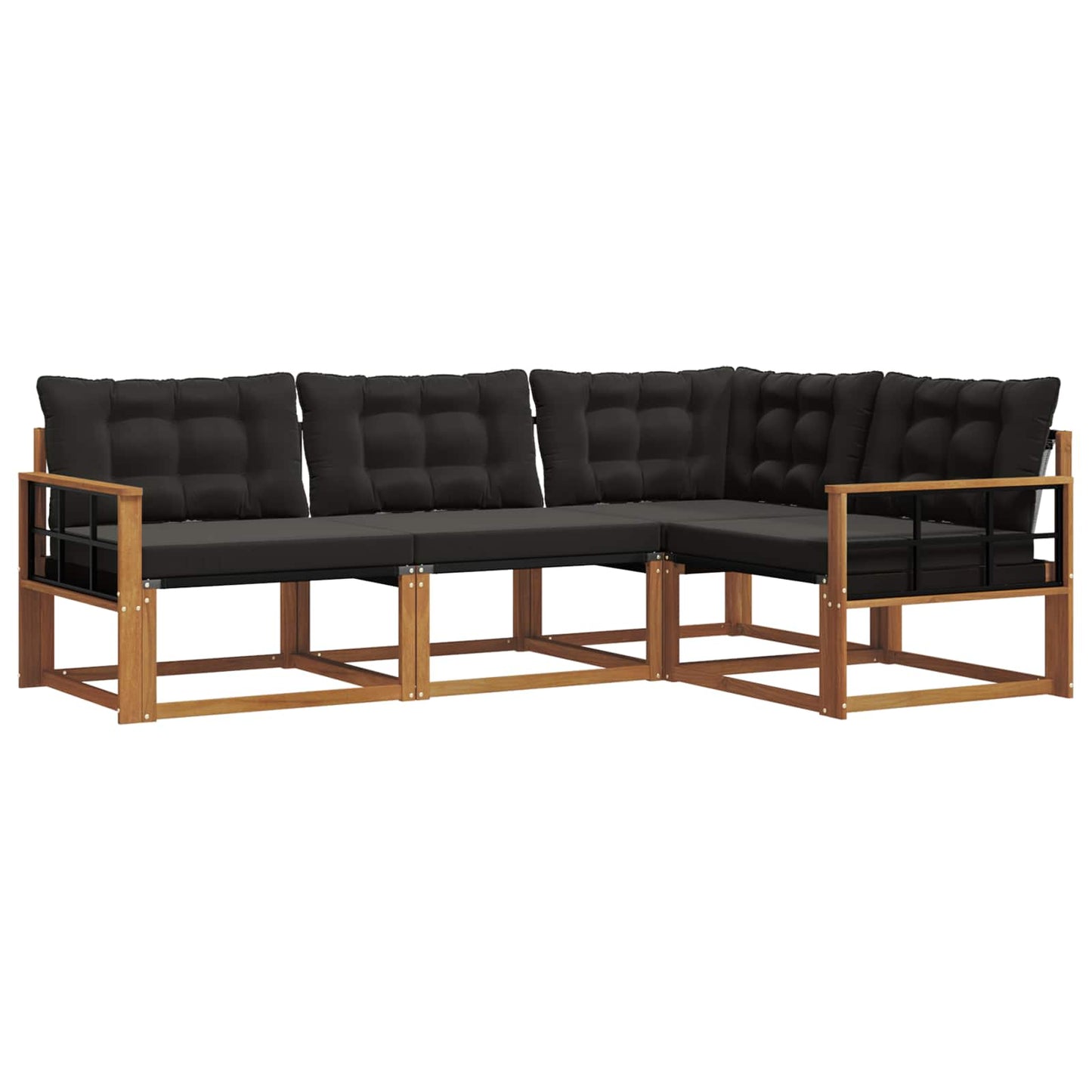 vidaXL Σειρά Καναπέ Εξωτερικού με μαξιλάρι 4 pcs Φυσικό και Μαύρο