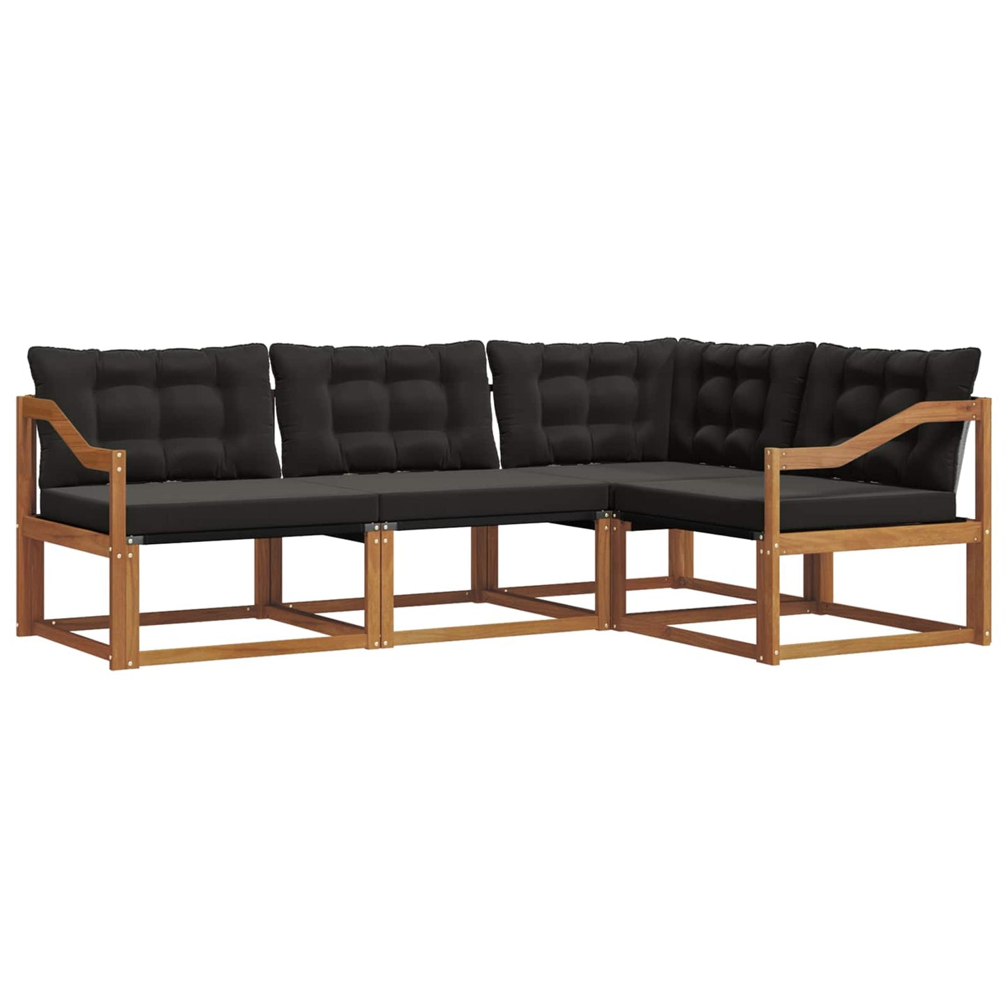 vidaXL Σειρά Καναπέ Εξωτερικού με μαξιλάρι 4 pcs Φυσικό και Μαύρο