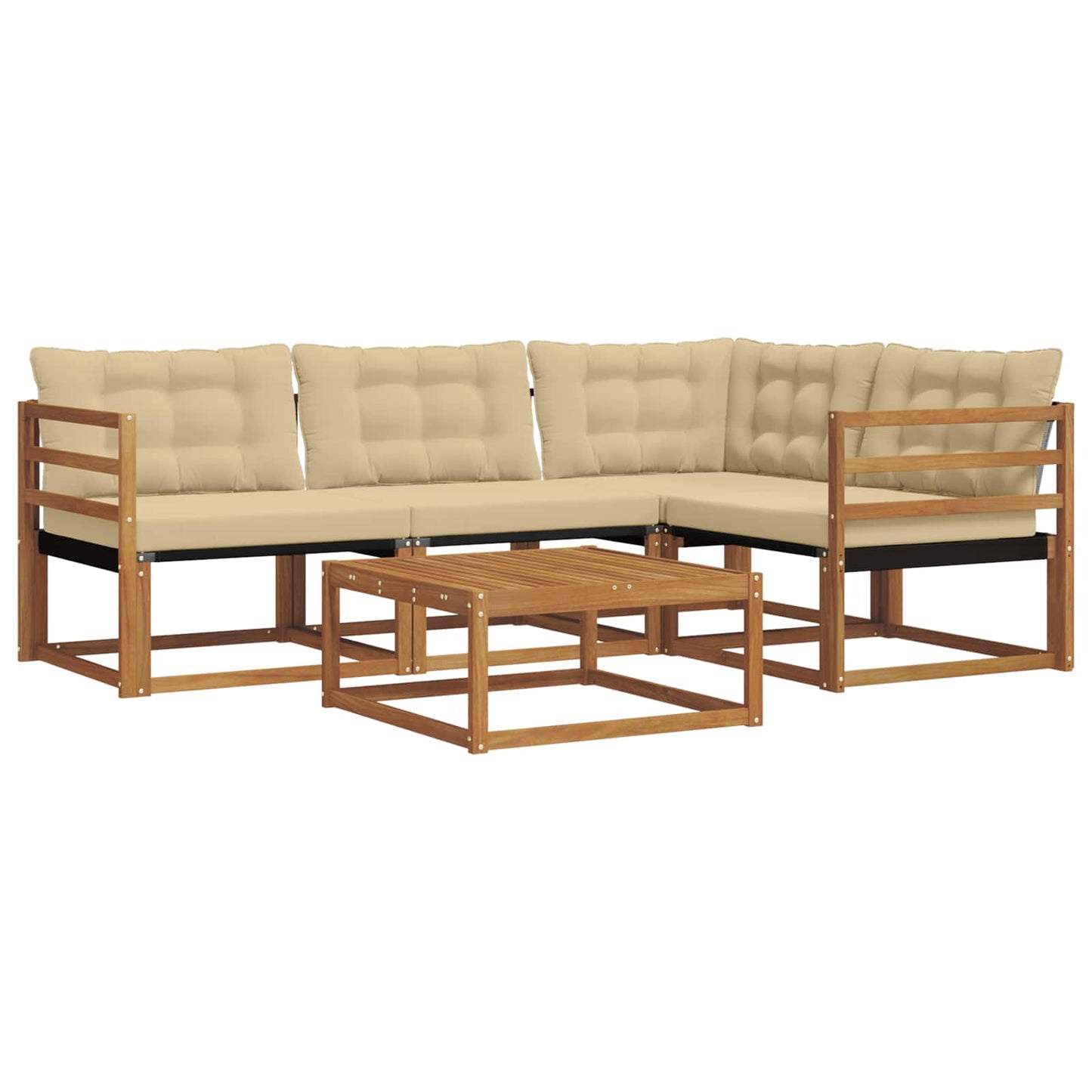 vidaXL Σειρά Καναπέ Εξωτερικού με μαξιλάρι 5 pcs Φυσικό και Μπεζ