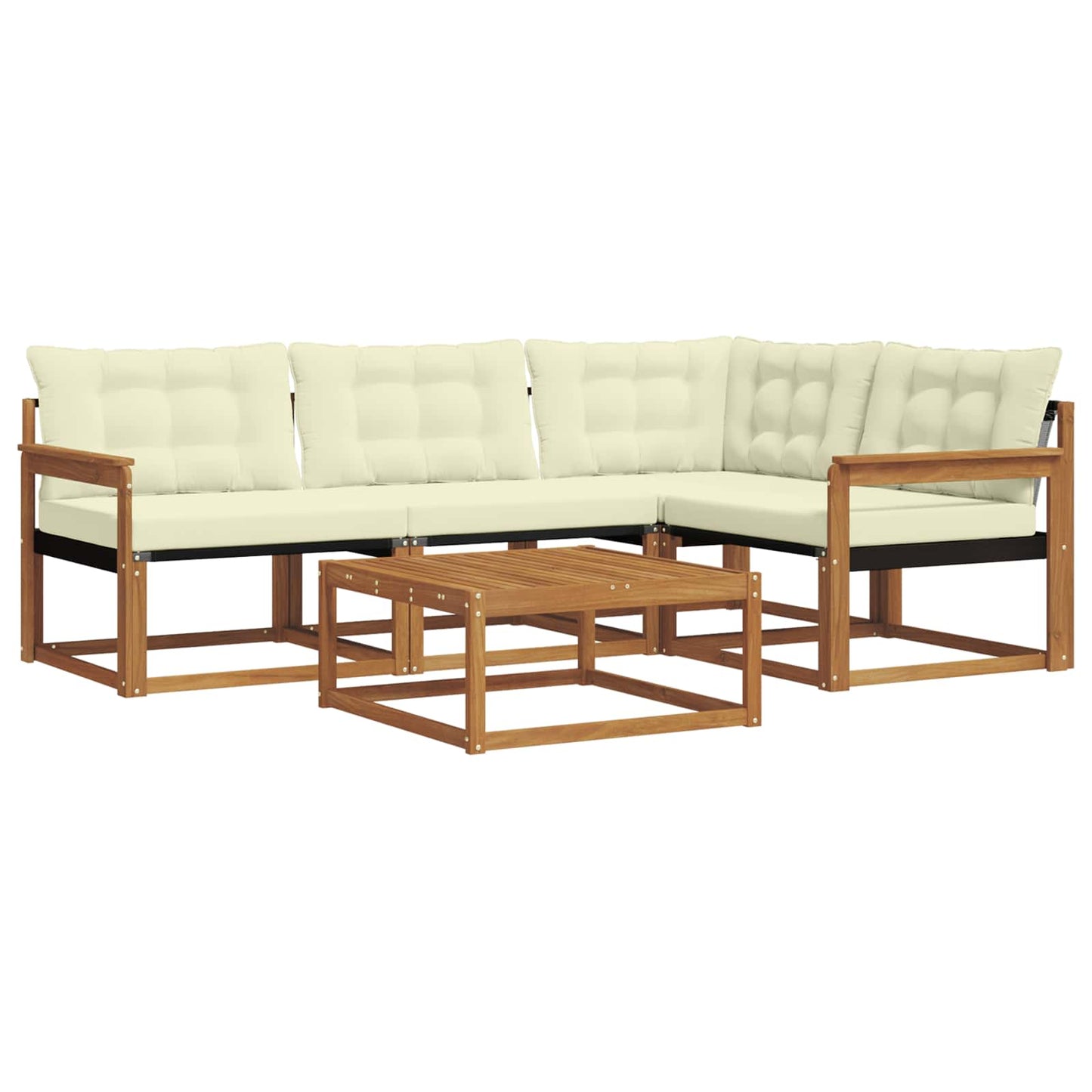 vidaXL Σειρά Καναπέ Εξωτερικού με μαξιλάρι 5 pcs Φυσικό και Κρέμα
