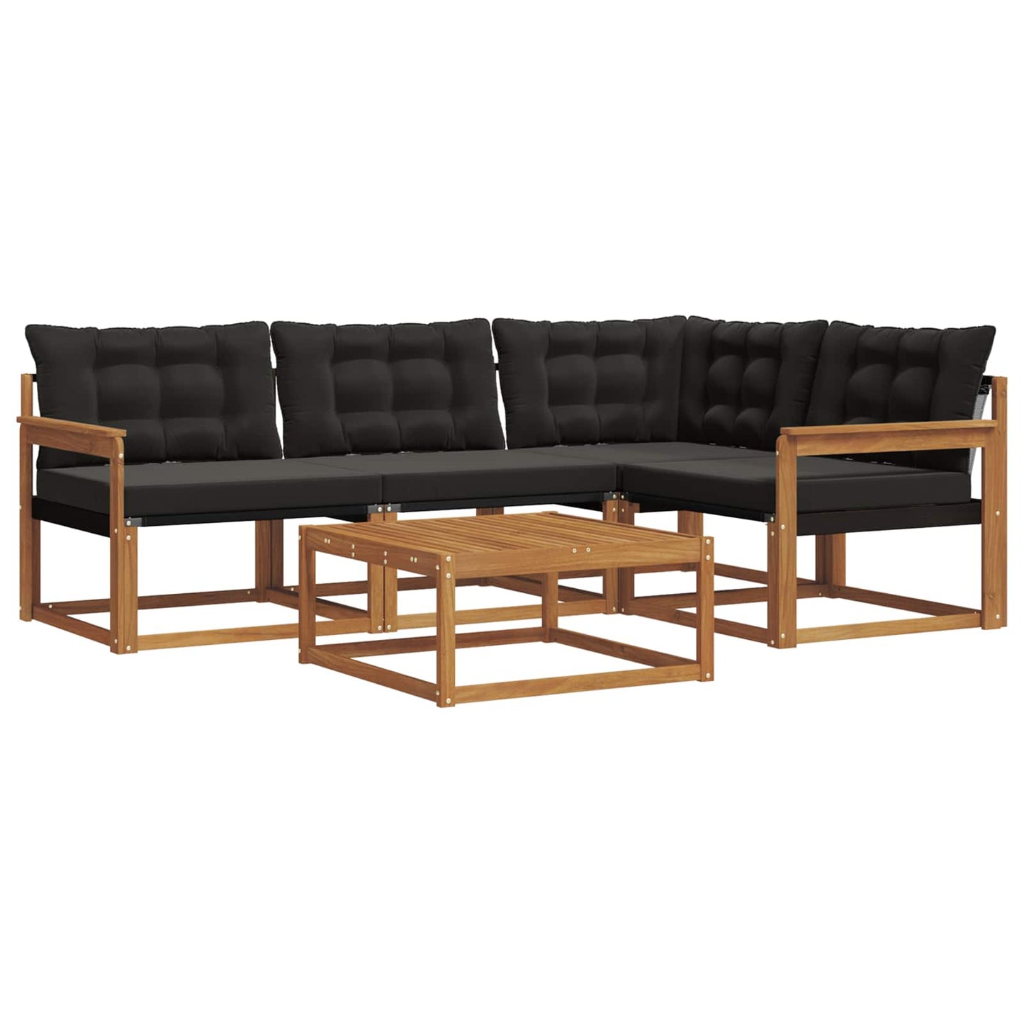 vidaXL Σειρά Καναπέ Εξωτερικού με μαξιλάρι 5 pcs Φυσικό και Μαύρο