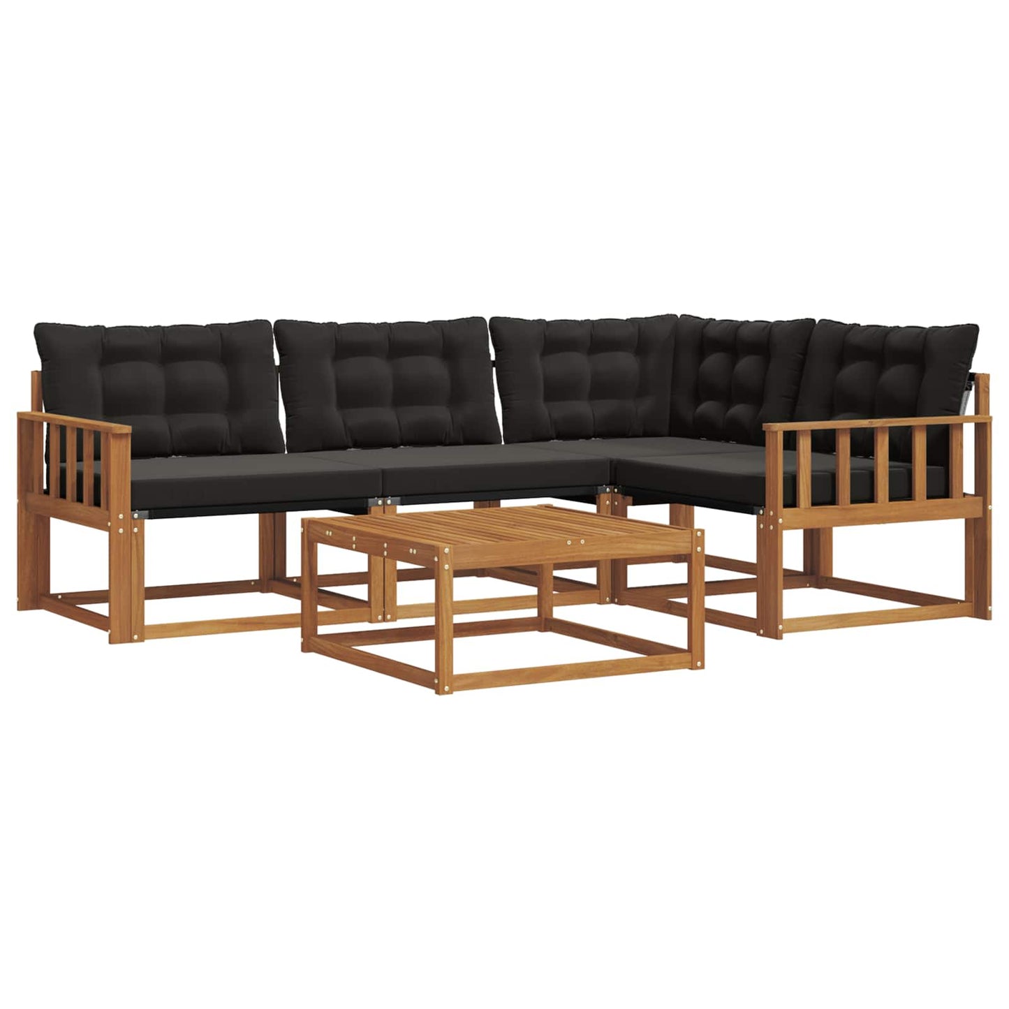 vidaXL Σειρά Καναπέ Εξωτερικού με μαξιλάρι 5 pcs Φυσικό και Μαύρο