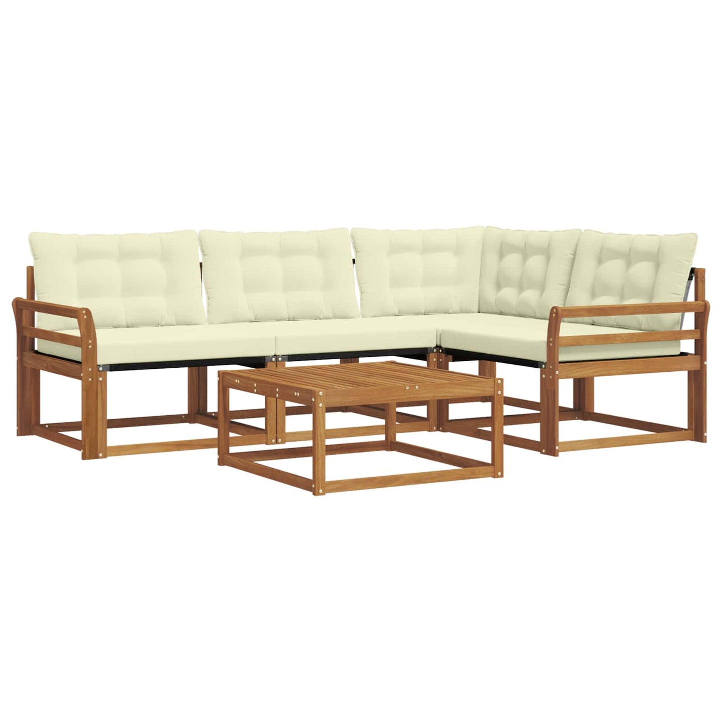 vidaXL Σειρά Καναπέ Εξωτερικού με μαξιλάρι 5 pcs Φυσικό και Κρέμα