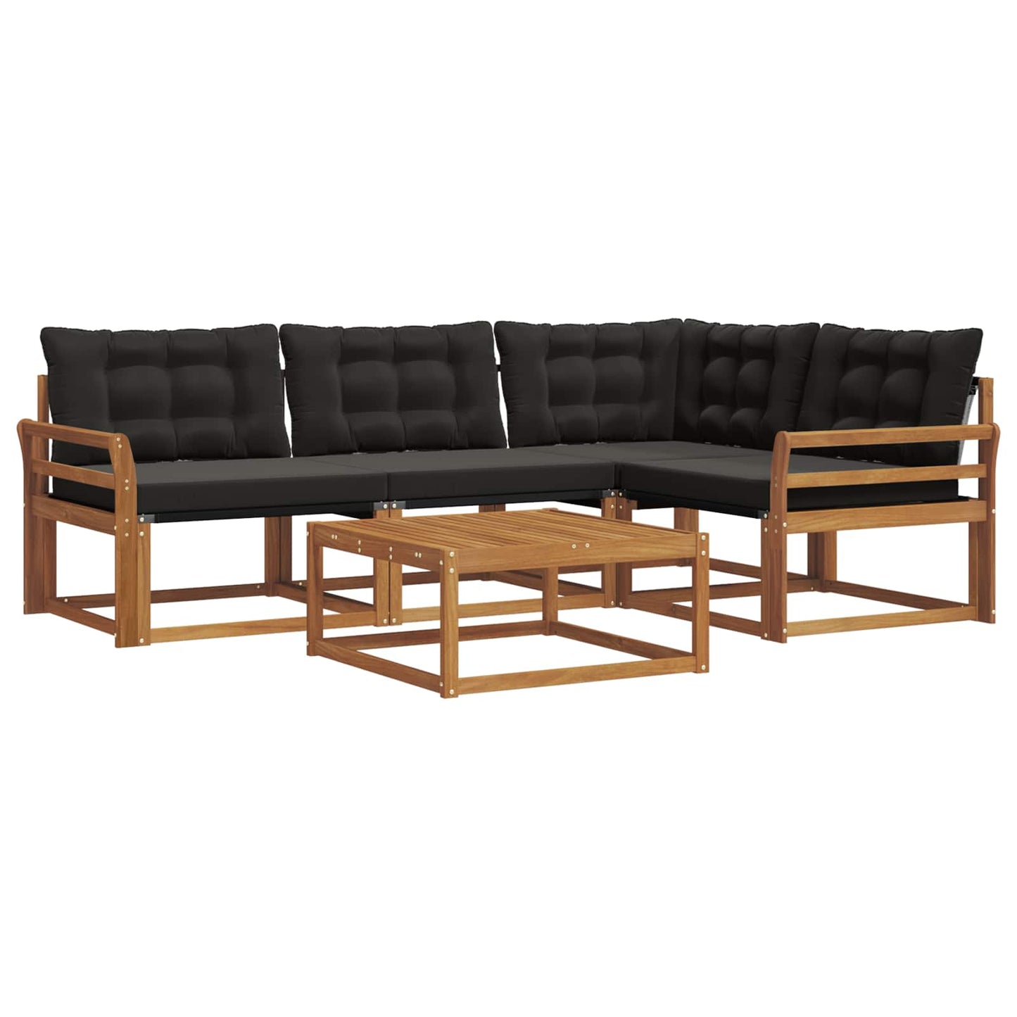 vidaXL Σειρά Καναπέ Εξωτερικού με μαξιλάρι 5 pcs Φυσικό και Μαύρο