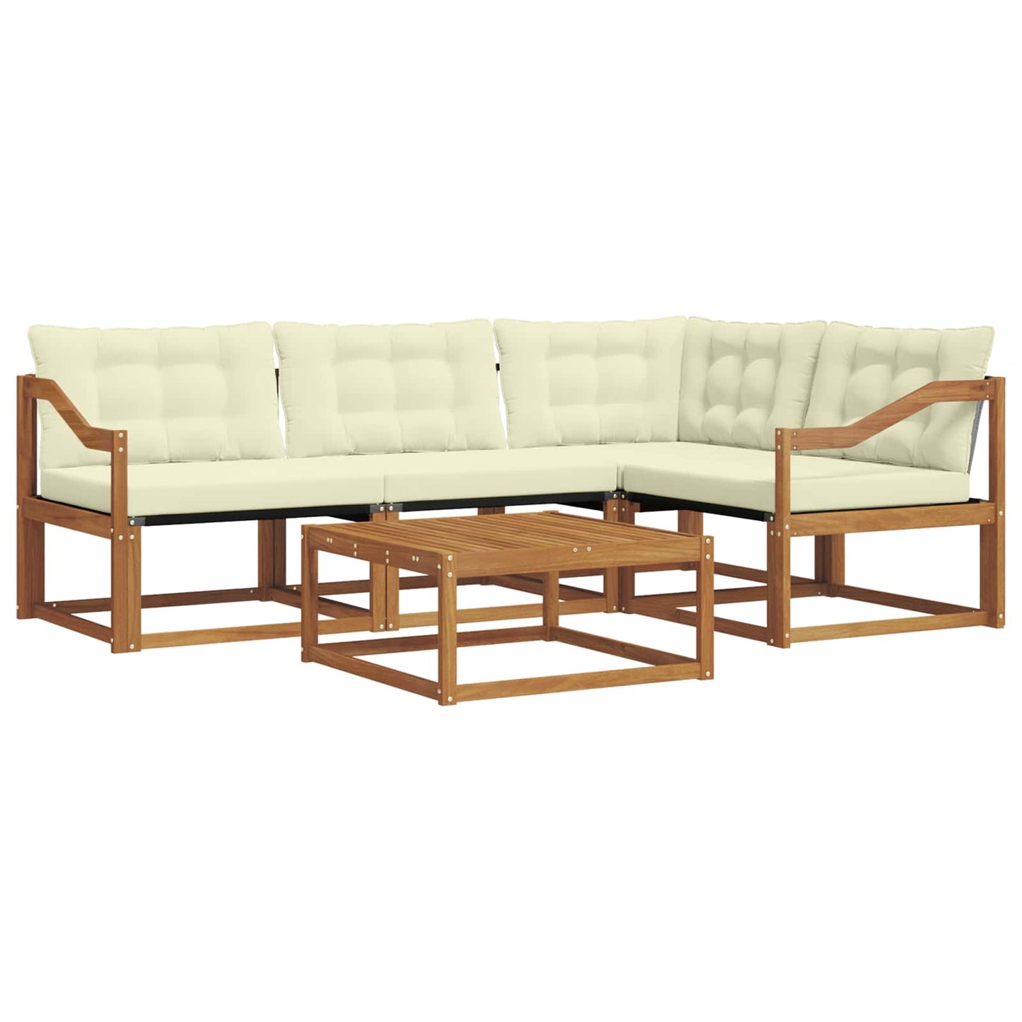 vidaXL Σειρά Καναπέ Εξωτερικού με μαξιλάρι 5 pcs Φυσικό και Κρέμα