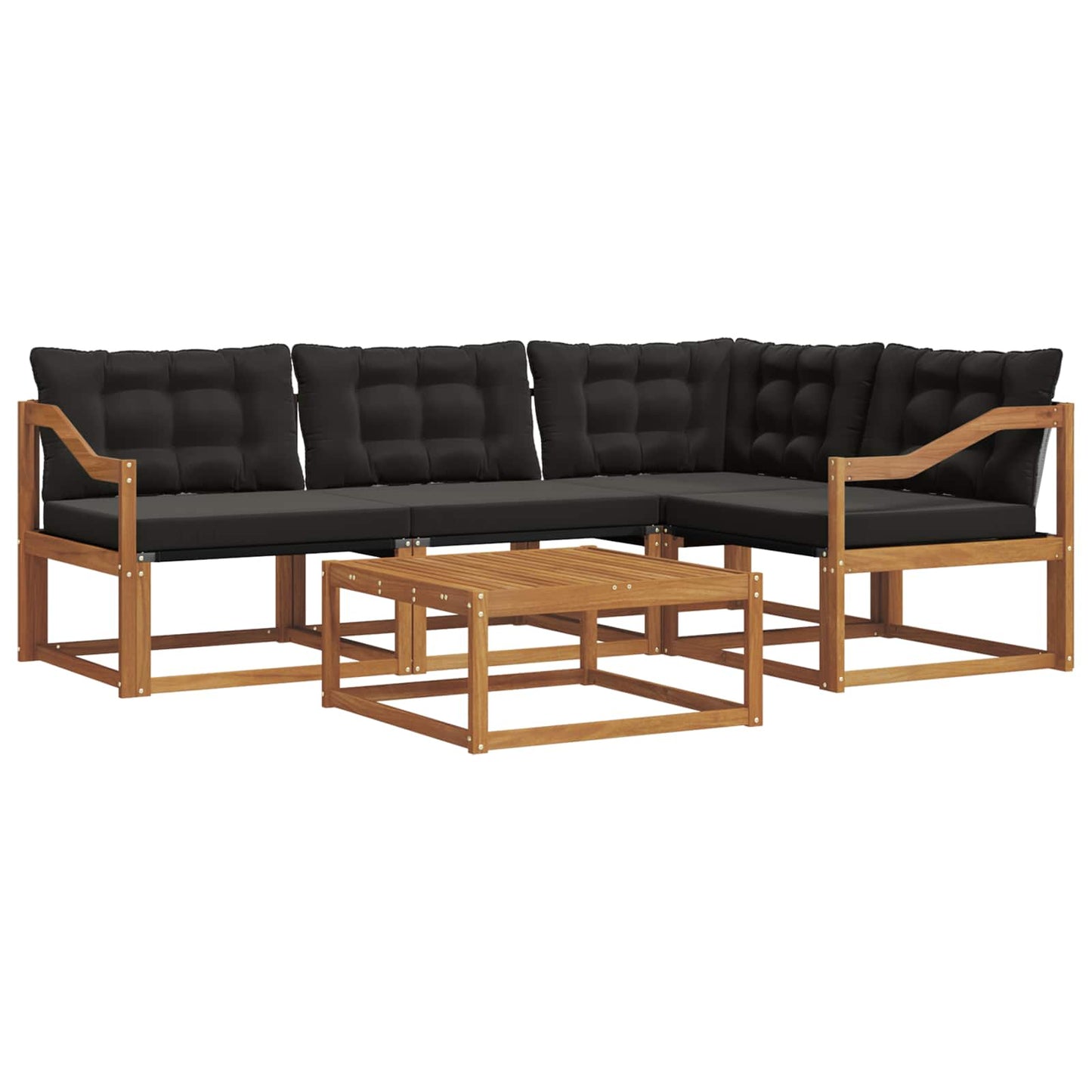 vidaXL Σειρά Καναπέ Εξωτερικού με μαξιλάρι 5 pcs Φυσικό και Μαύρο