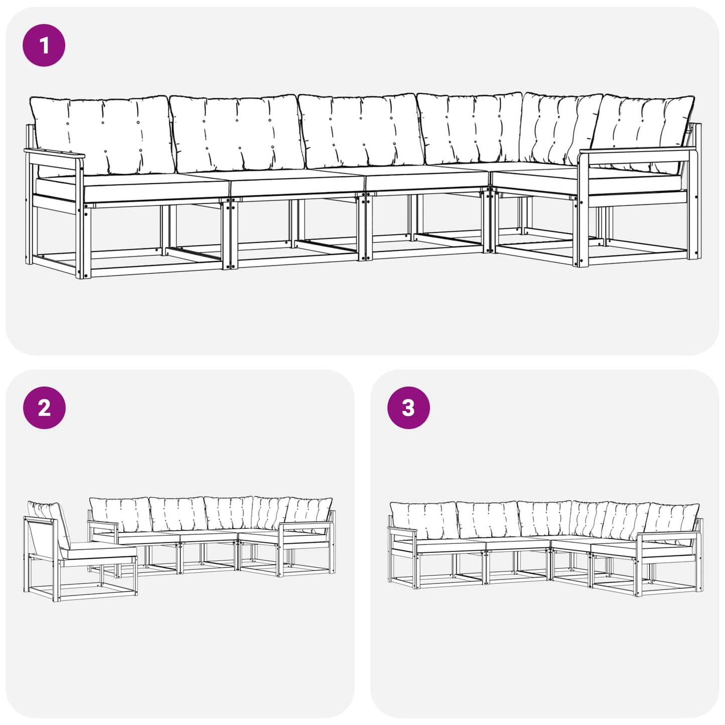 vidaXL Σειρά Καναπέ Εξωτερικού με μαξιλάρι 5 pcs Φυσικό και Μαύρο