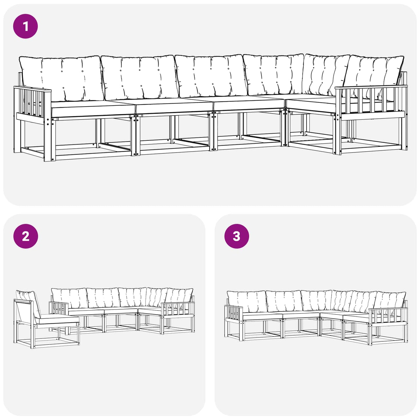 vidaXL Σειρά Καναπέ Εξωτερικού με μαξιλάρι 5 pcs Φυσικό και Μαύρο