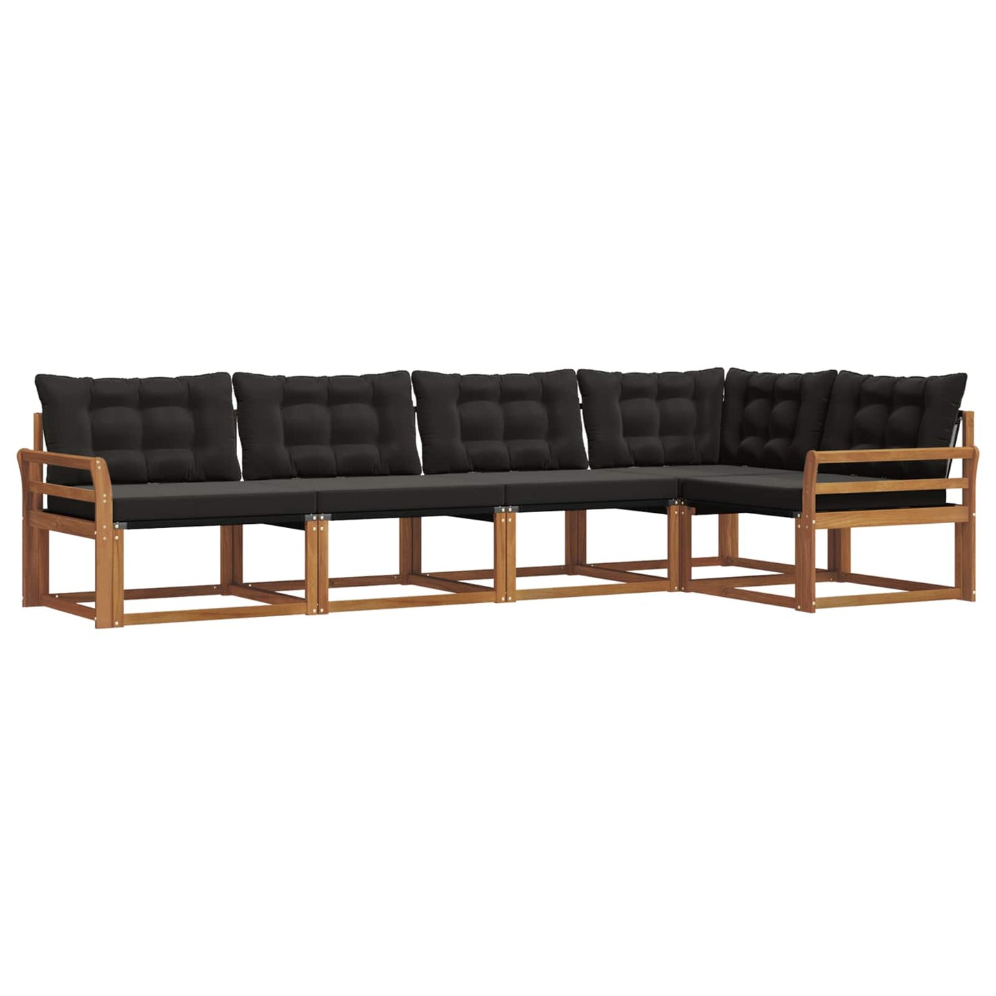 vidaXL Σειρά Καναπέ Εξωτερικού με μαξιλάρι 5 pcs Φυσικό και Μαύρο