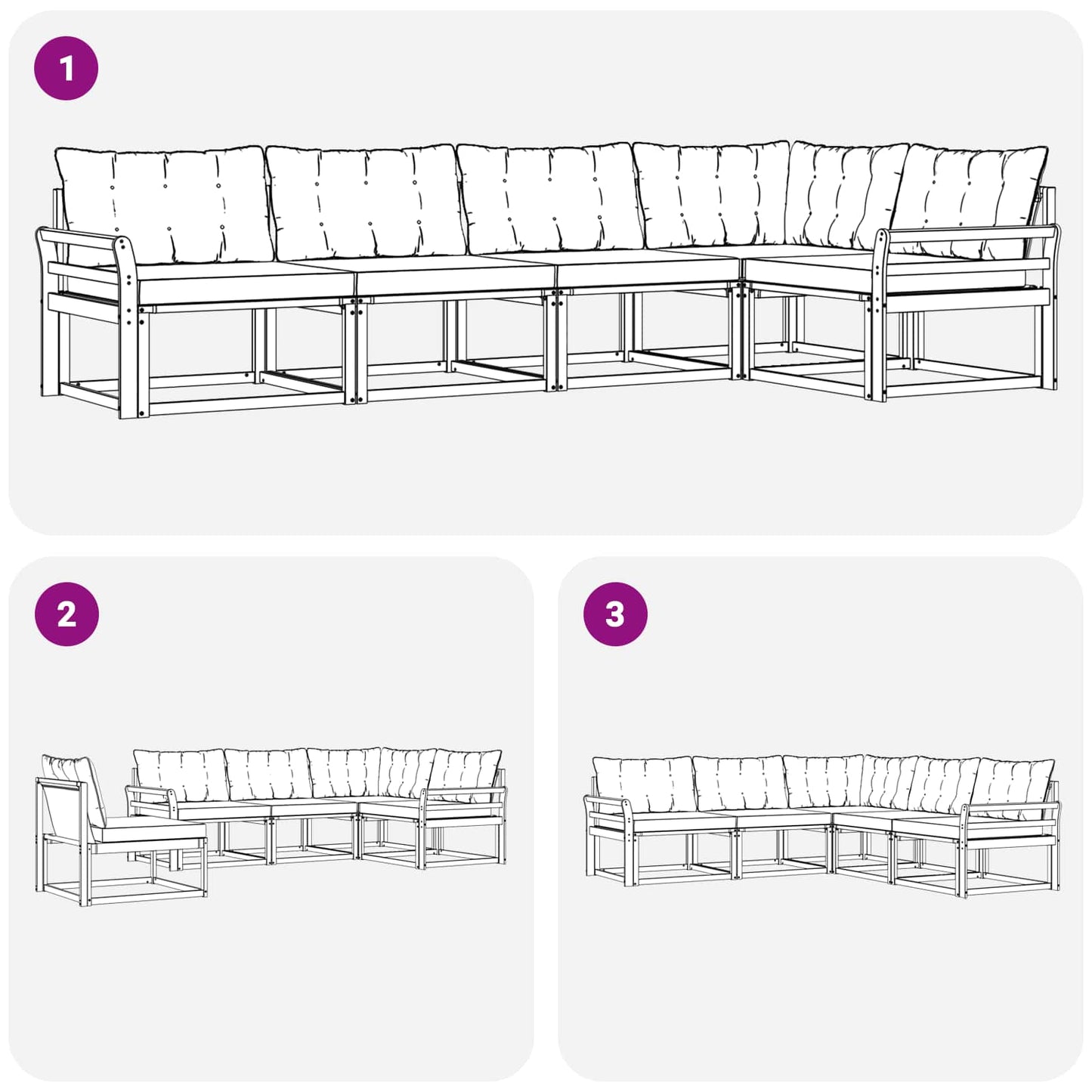 vidaXL Σειρά Καναπέ Εξωτερικού με μαξιλάρι 5 pcs Φυσικό και Μπεζ