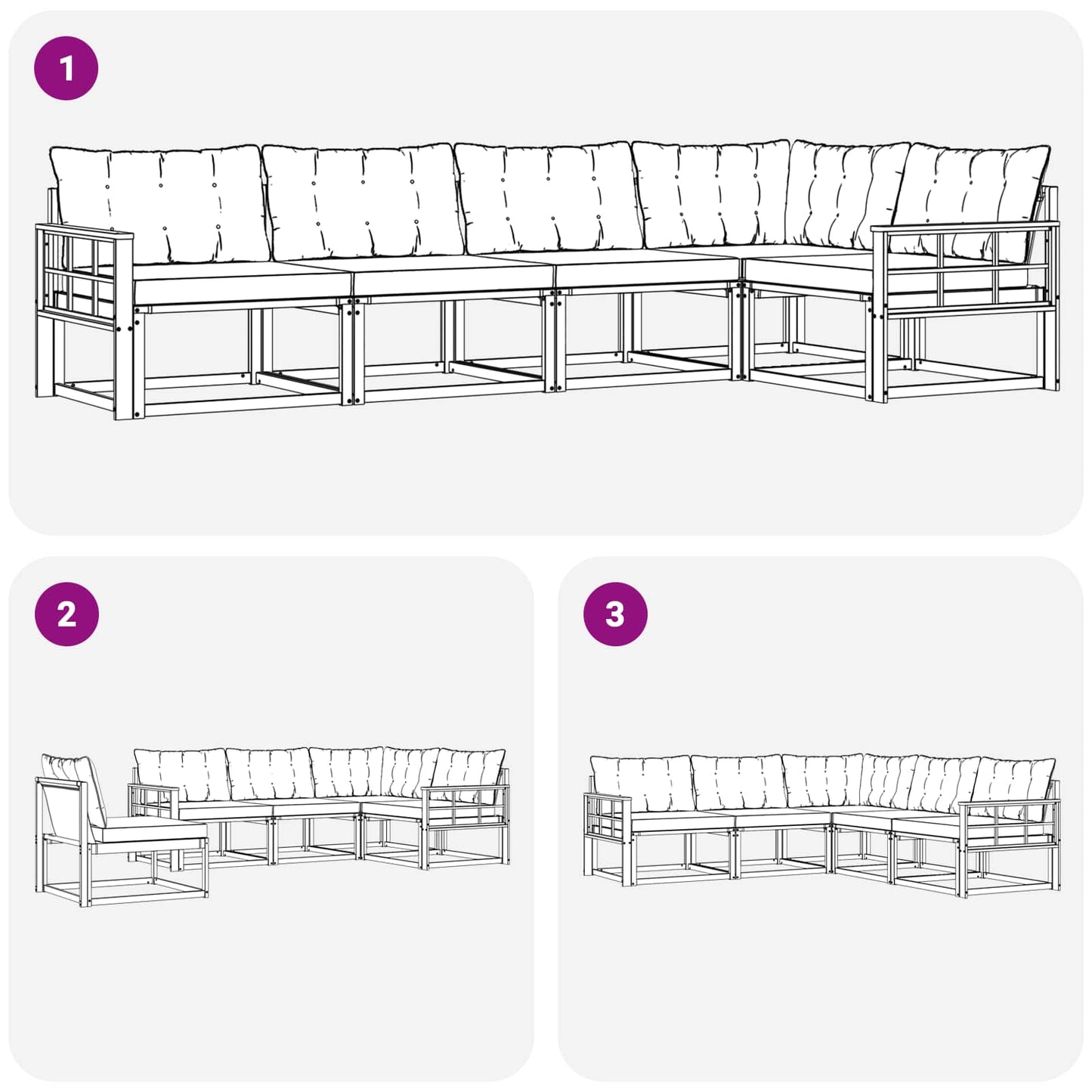 vidaXL Σειρά Καναπέ Εξωτερικού με μαξιλάρι 5 pcs Φυσικό και Μπεζ