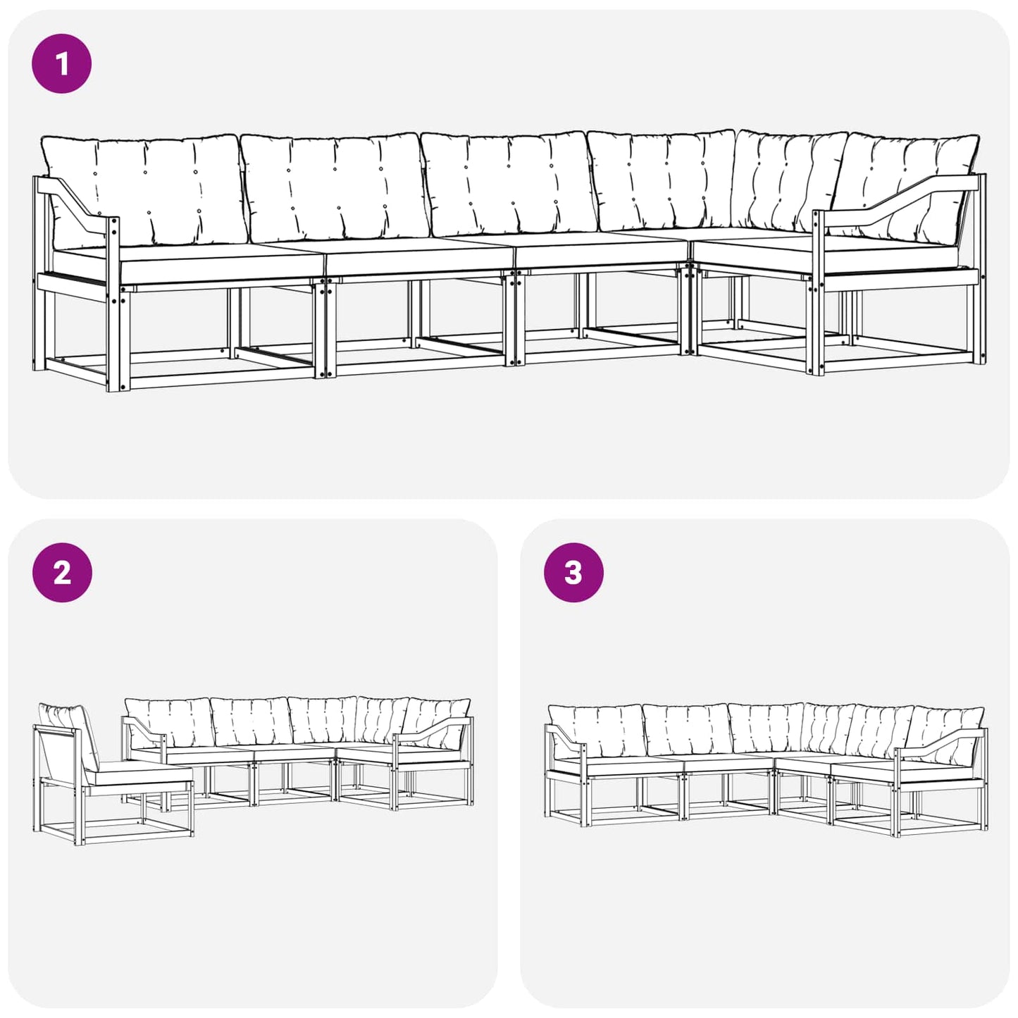 vidaXL Σειρά Καναπέ Εξωτερικού 5 pcs Φυσικό και Ανοιχτό Γκρι