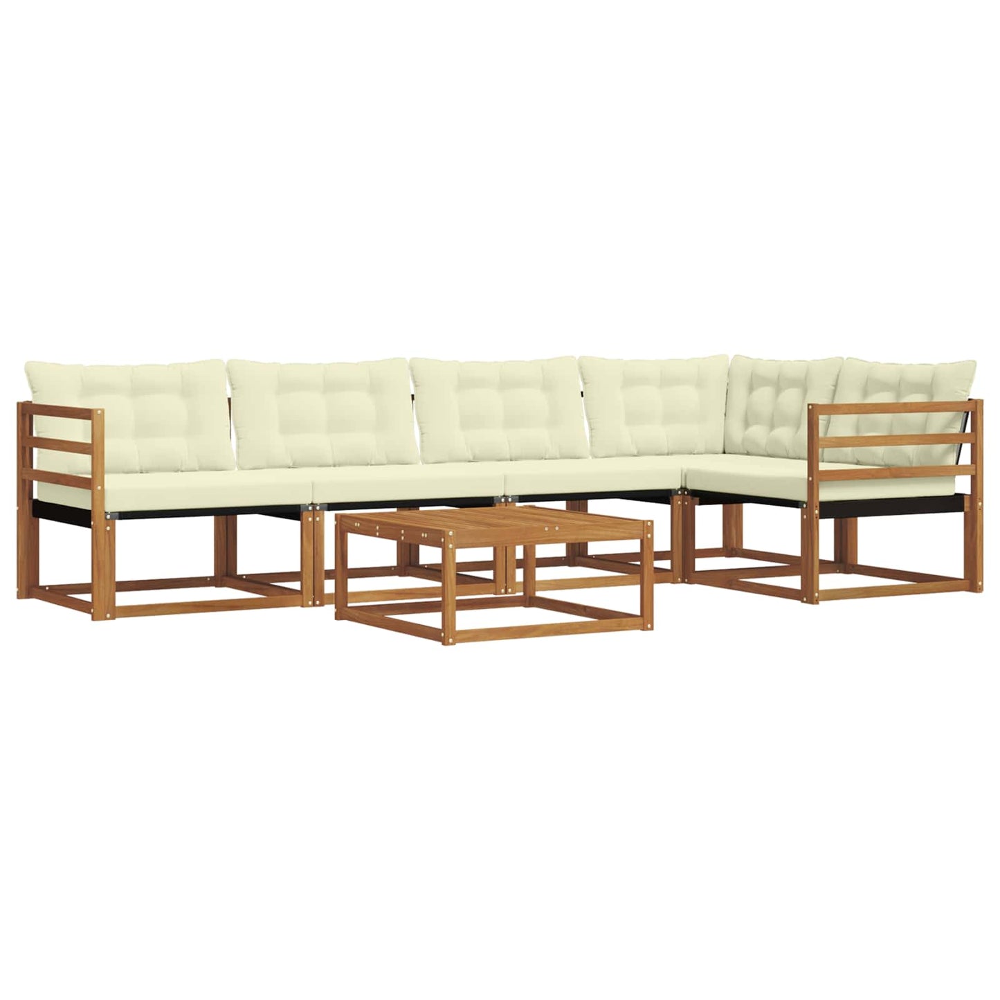 vidaXL Σειρά Καναπέ Εξωτερικού με μαξιλάρι 6 pcs Φυσικό και Κρέμα