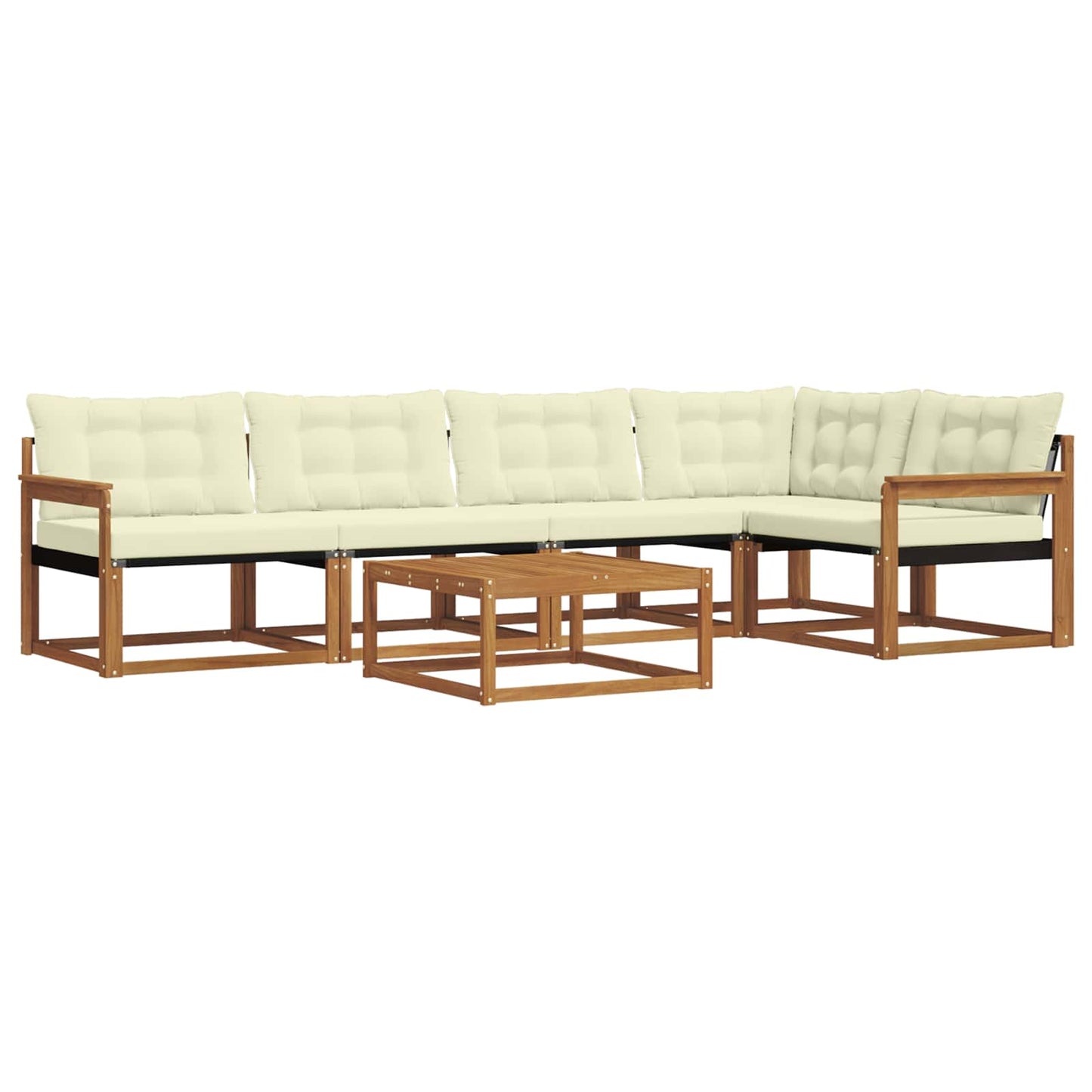 vidaXL Σειρά Καναπέ Εξωτερικού με μαξιλάρι 6 pcs Φυσικό και Κρέμα