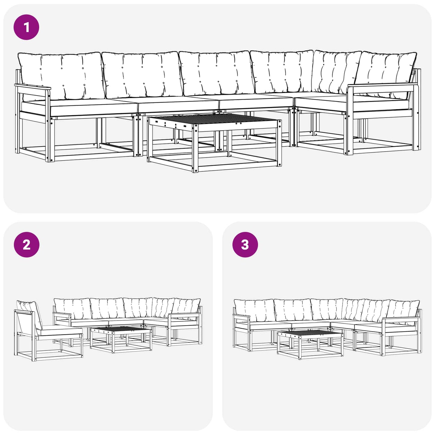 vidaXL Σειρά Καναπέ Εξωτερικού με μαξιλάρι 6 pcs Φυσικό και Κρέμα