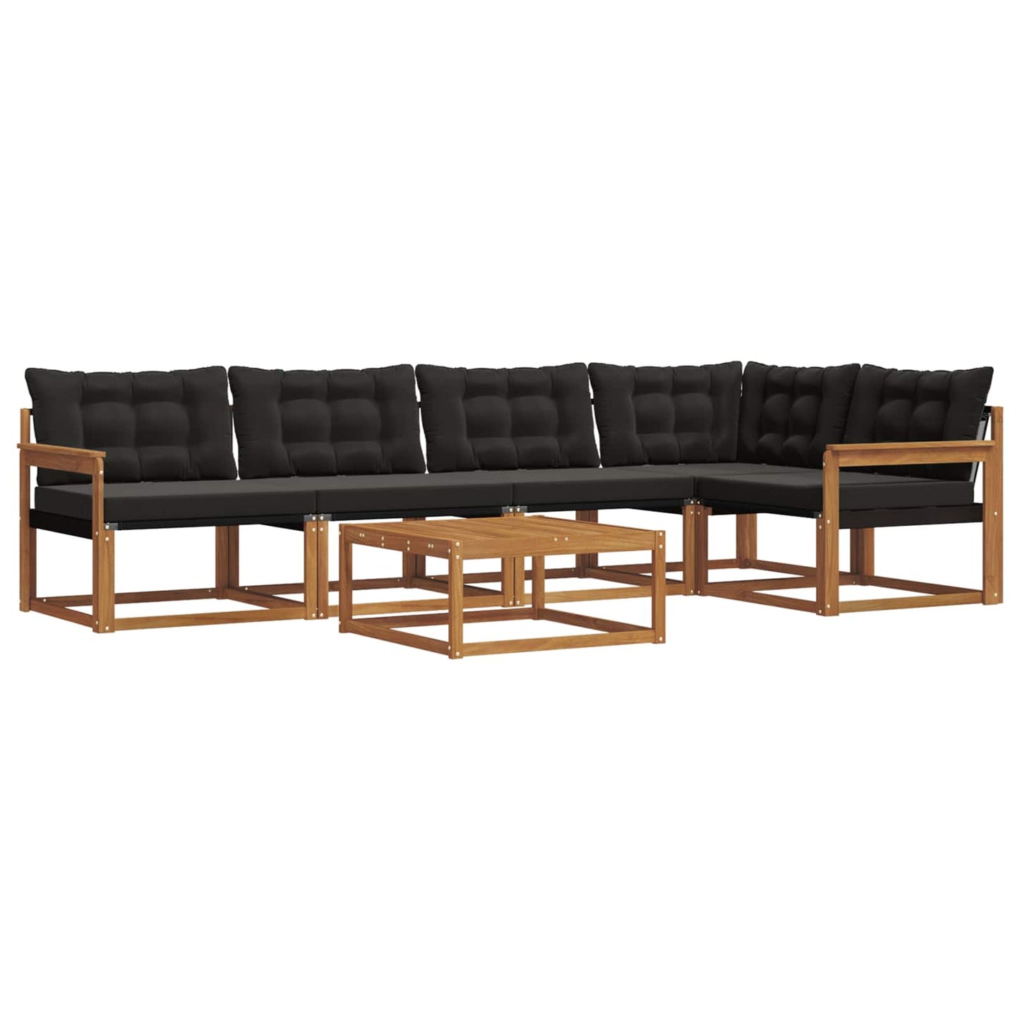 vidaXL Σειρά Καναπέ Εξωτερικού με μαξιλάρι 6 pcs Φυσικό και Μαύρο