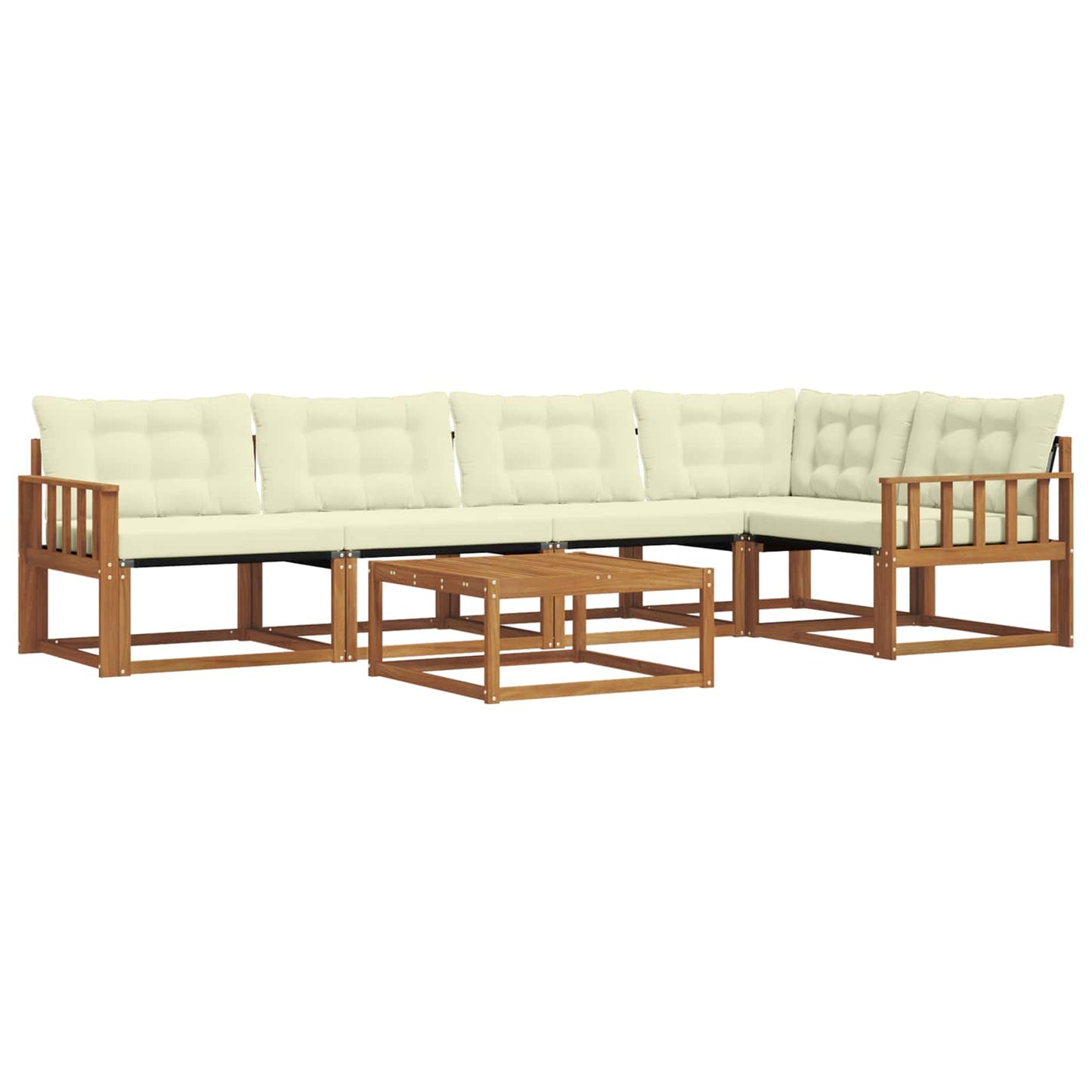 vidaXL Σειρά Καναπέ Εξωτερικού με μαξιλάρι 6 pcs Φυσικό και Κρέμα