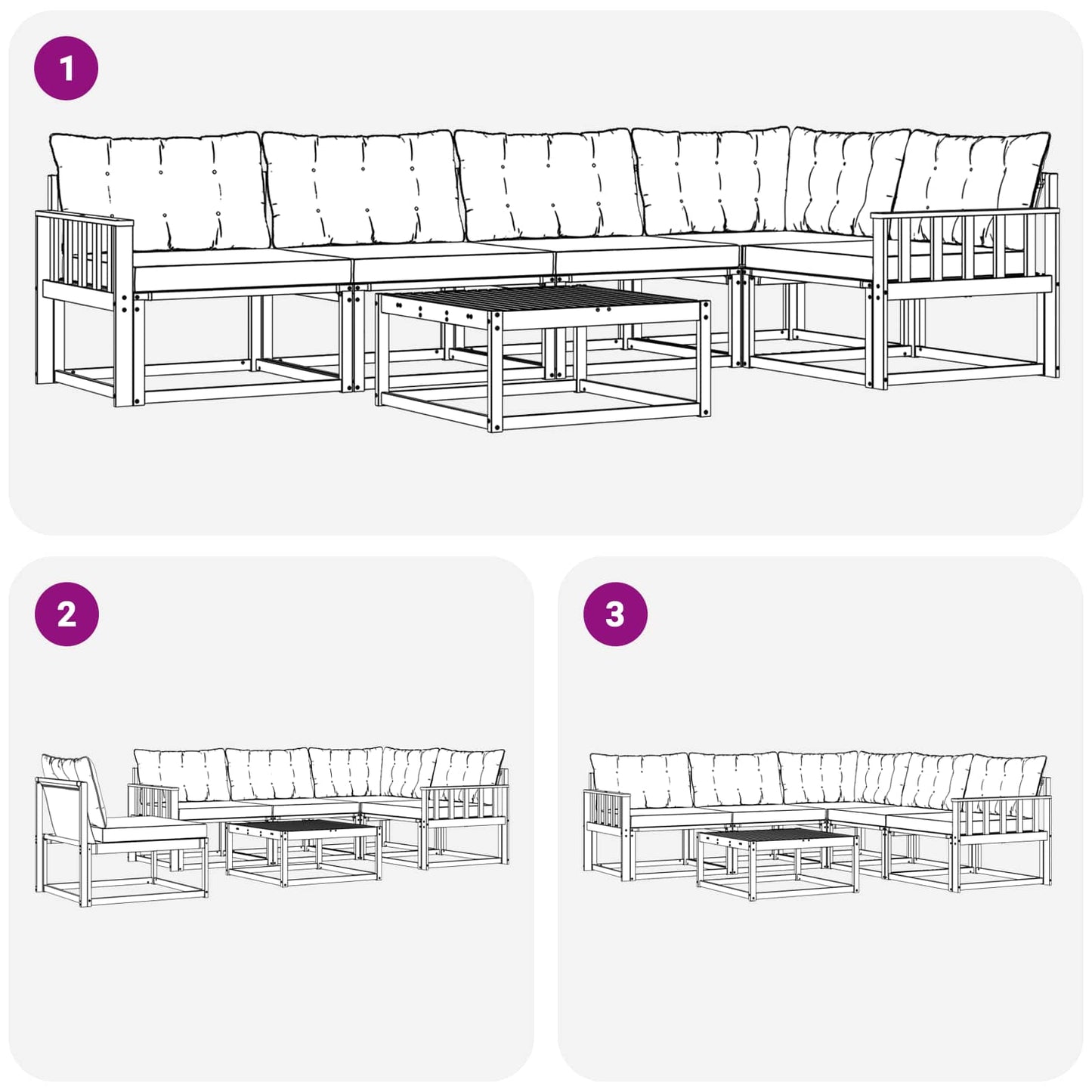 vidaXL Σειρά Καναπέ Εξωτερικού με μαξιλάρι 6 pcs Φυσικό και Κρέμα