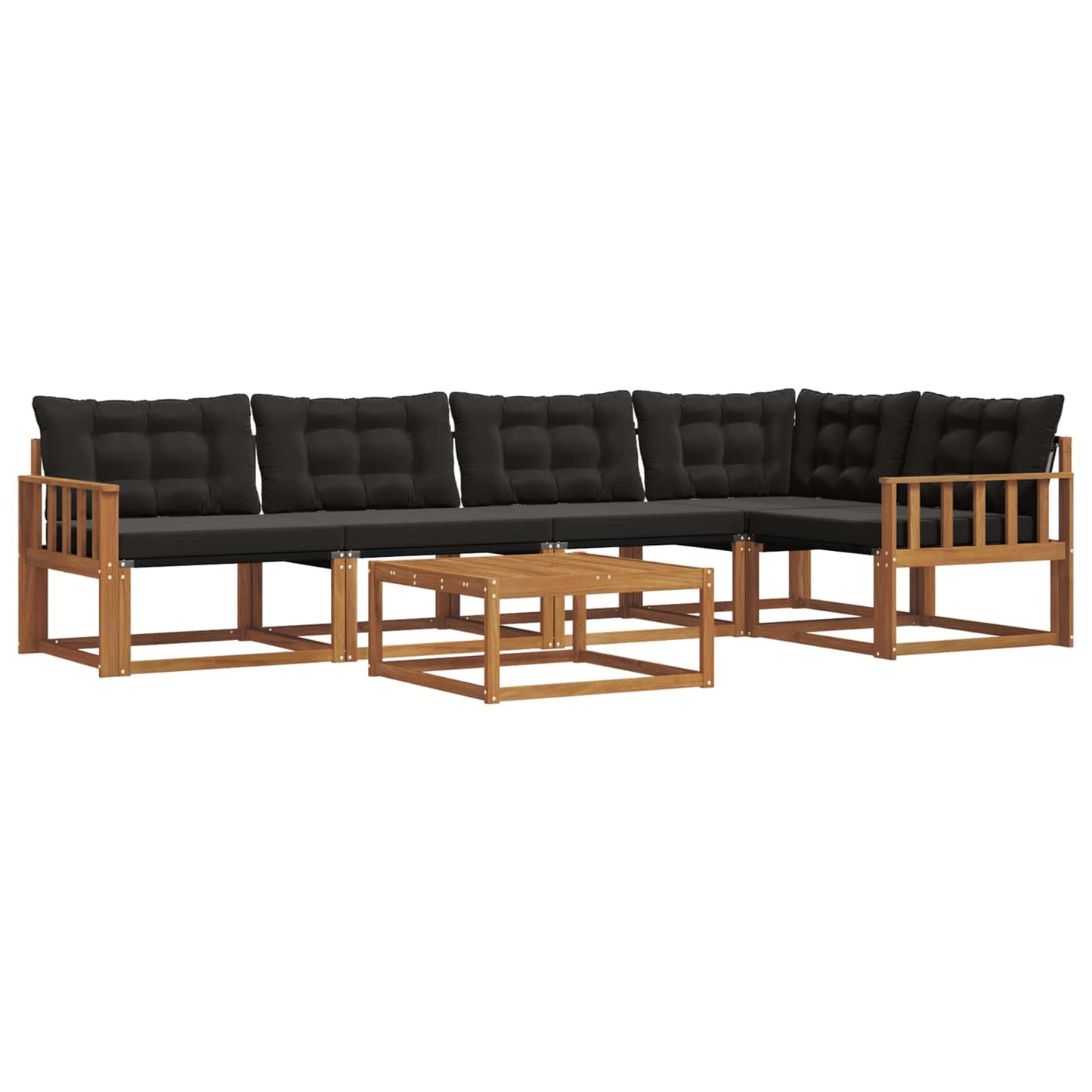 vidaXL Σειρά Καναπέ Εξωτερικού με μαξιλάρι 6 pcs Φυσικό και Μαύρο