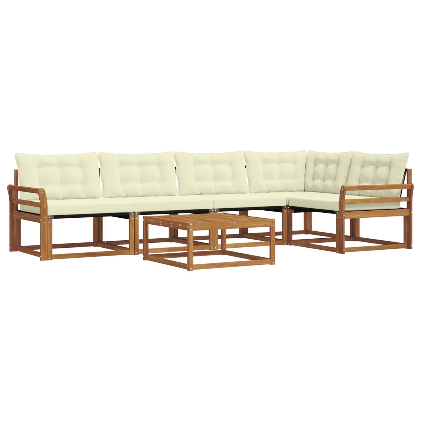 vidaXL Σειρά Καναπέ Εξωτερικού με μαξιλάρι 6 pcs Φυσικό και Κρέμα