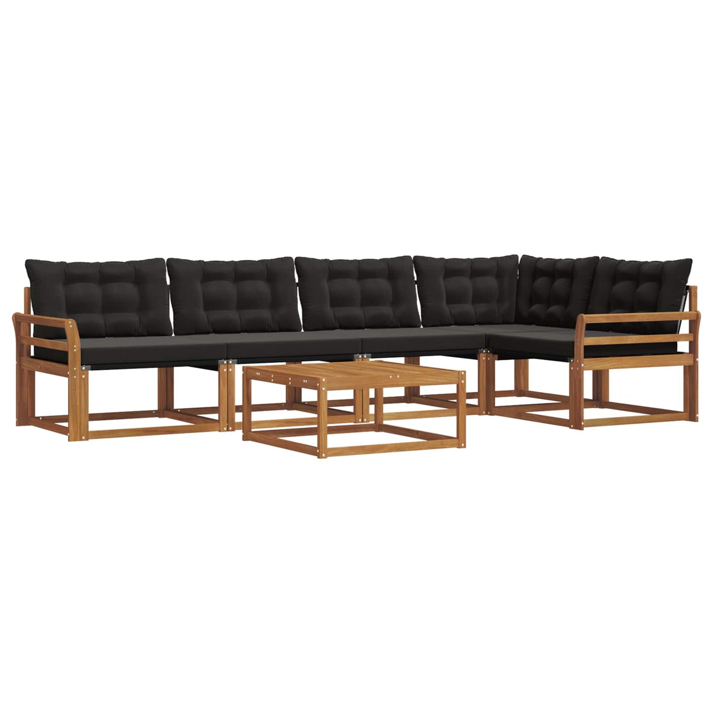 vidaXL Σειρά Καναπέ Εξωτερικού με μαξιλάρι 6 pcs Φυσικό και Μαύρο