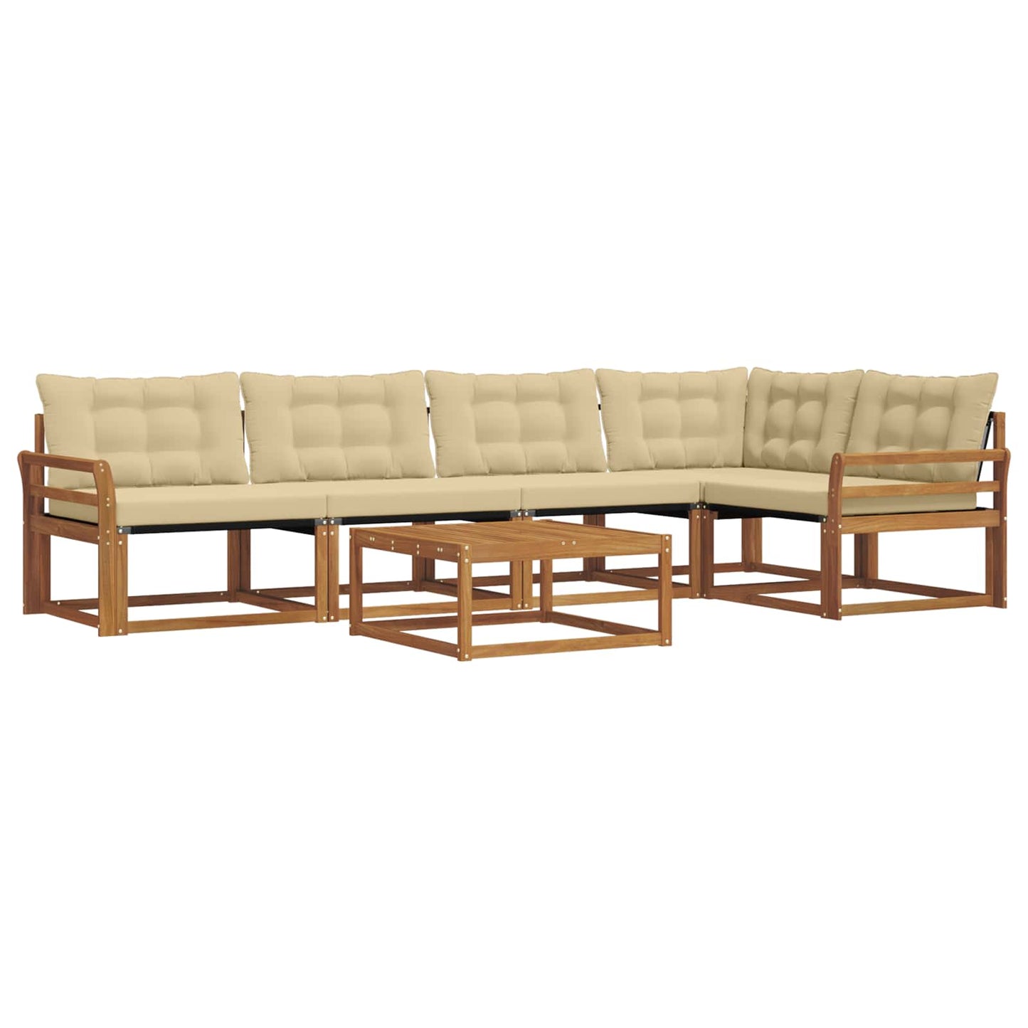 vidaXL Σειρά Καναπέ Εξωτερικού με μαξιλάρι 6 pcs Φυσικό και Μπεζ