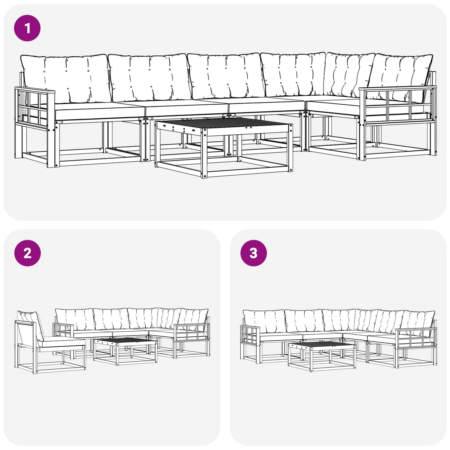 vidaXL Σειρά Καναπέ Εξωτερικού με μαξιλάρι 6 pcs Φυσικό και Μαύρο