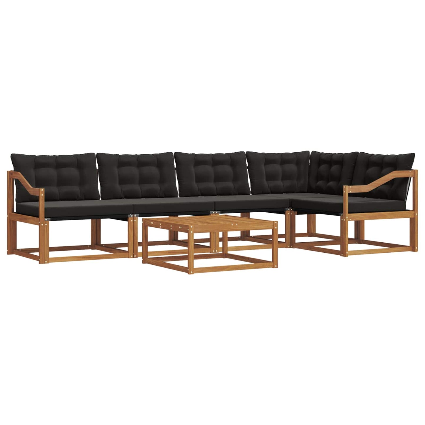 vidaXL Σειρά Καναπέ Εξωτερικού με μαξιλάρι 6 pcs Φυσικό και Μαύρο