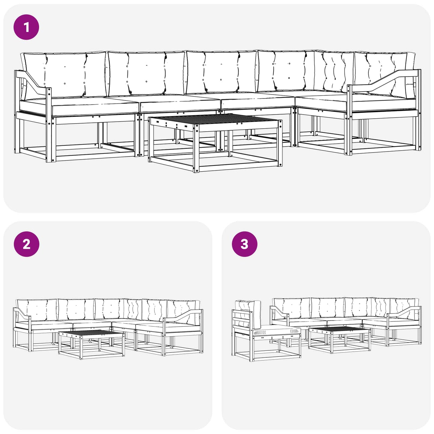 vidaXL Σειρά Καναπέ Εξωτερικού με μαξιλάρι 6 pcs Φυσικό και Μπεζ