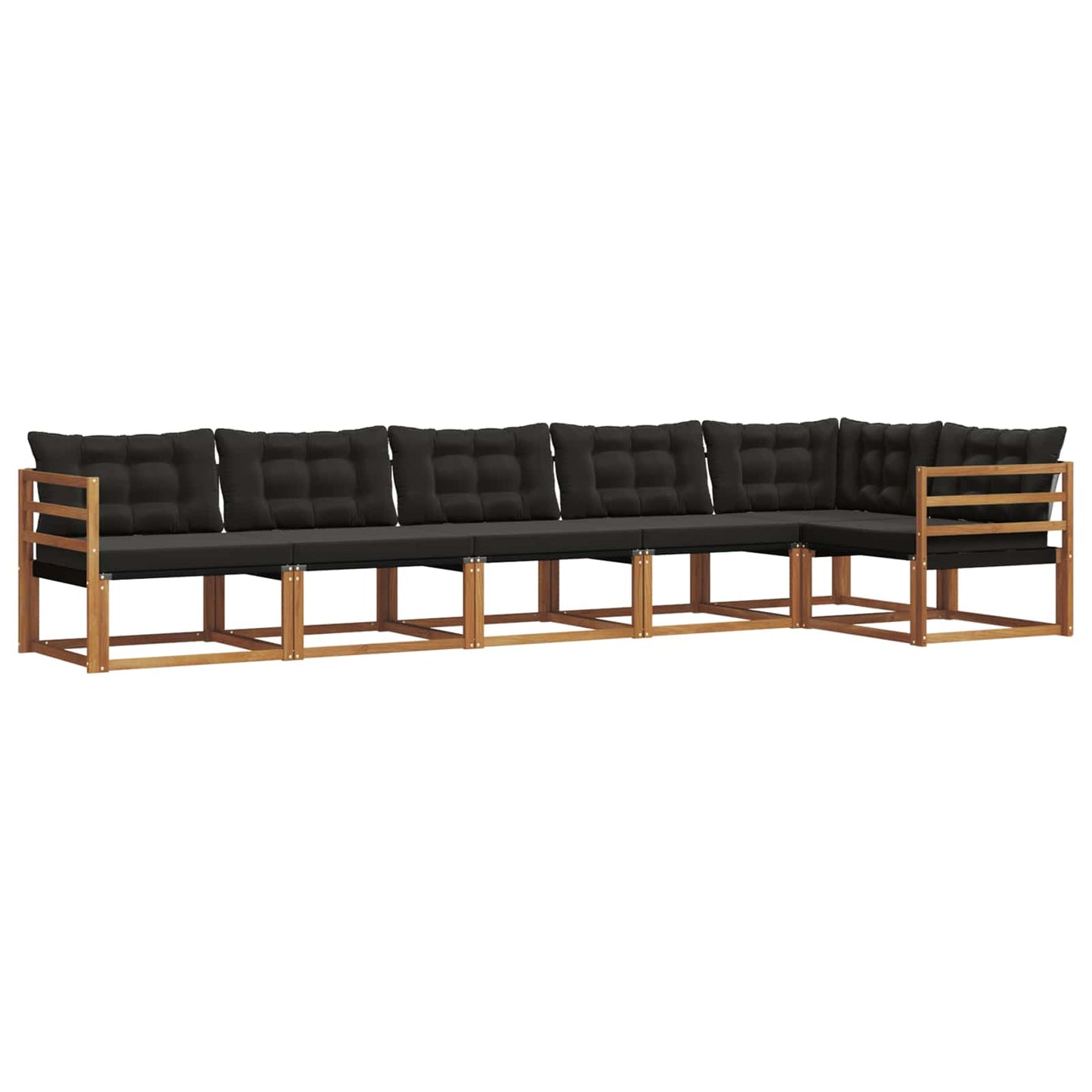 vidaXL Σειρά Καναπέ Εξωτερικού με μαξιλάρι 6 pcs Φυσικό και Μαύρο