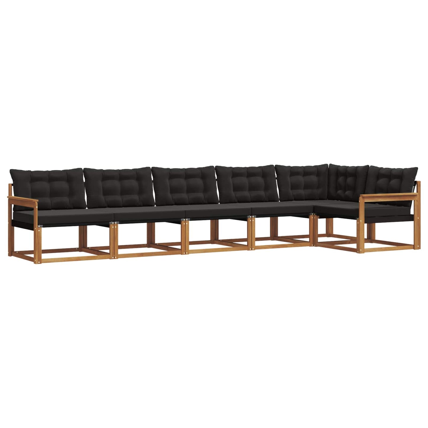 vidaXL Σειρά Καναπέ Εξωτερικού με μαξιλάρι 6 pcs Φυσικό και Μαύρο
