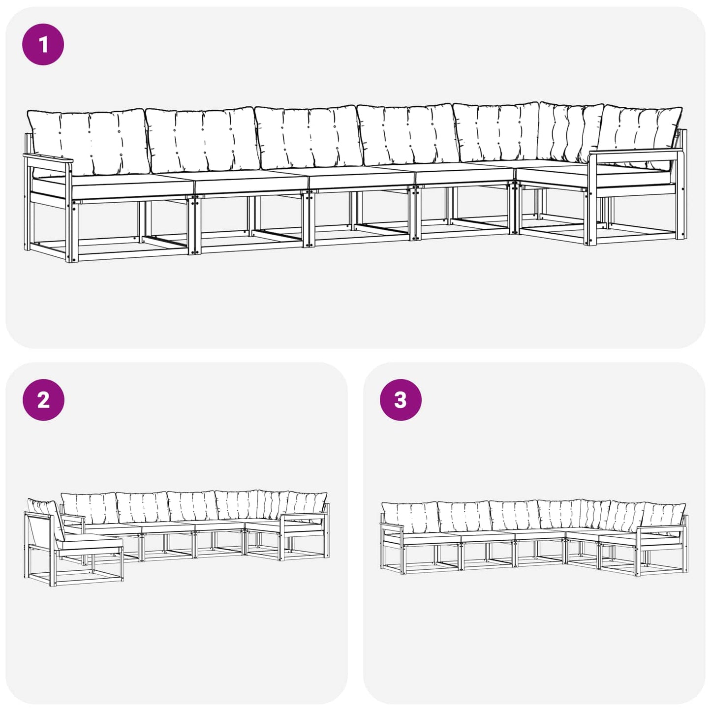 vidaXL Σειρά Καναπέ Εξωτερικού με μαξιλάρι 6 pcs Φυσικό και Μαύρο