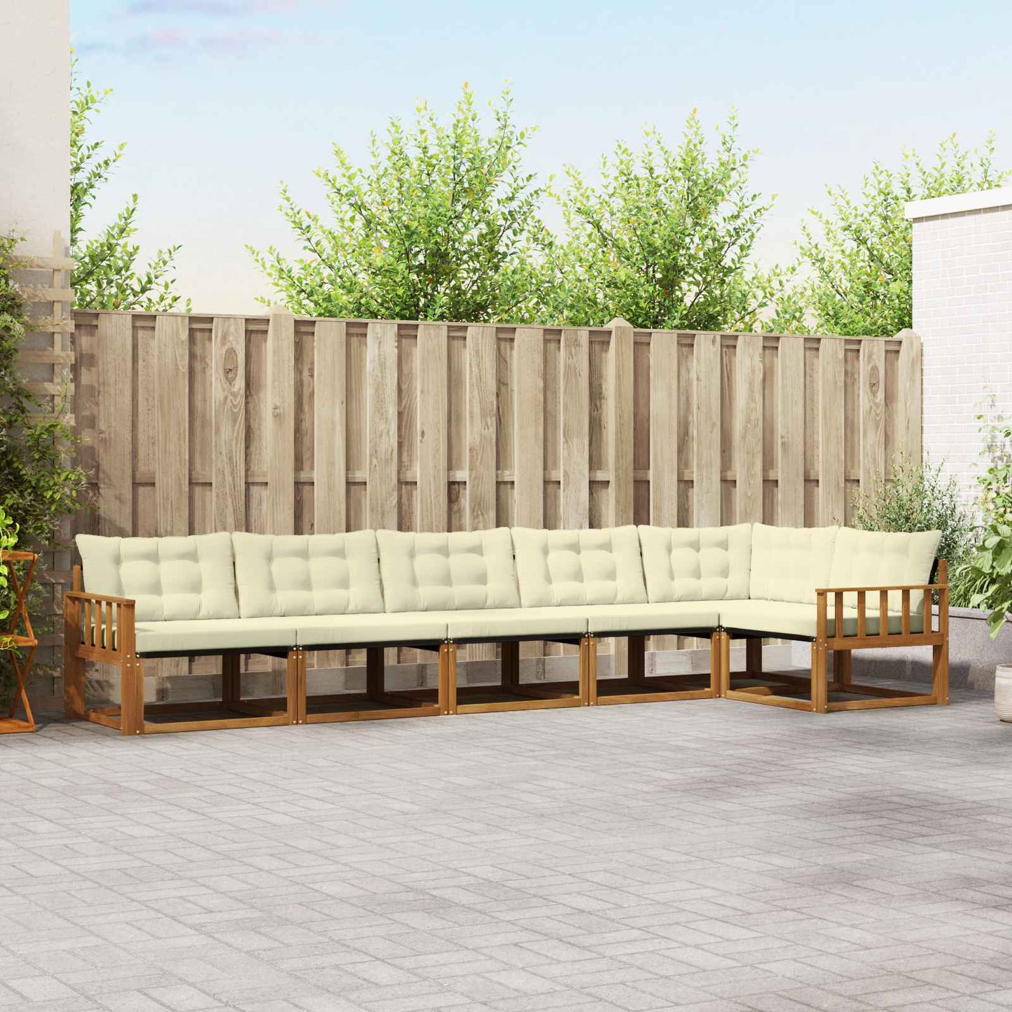 vidaXL Σειρά Καναπέ Εξωτερικού με μαξιλάρι 6 pcs Φυσικό και Κρέμα