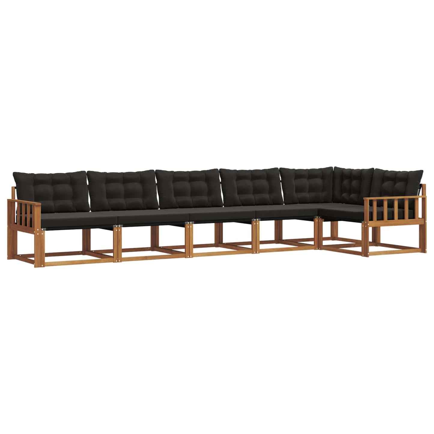 vidaXL Σειρά Καναπέ Εξωτερικού με μαξιλάρι 6 pcs Φυσικό και Μαύρο