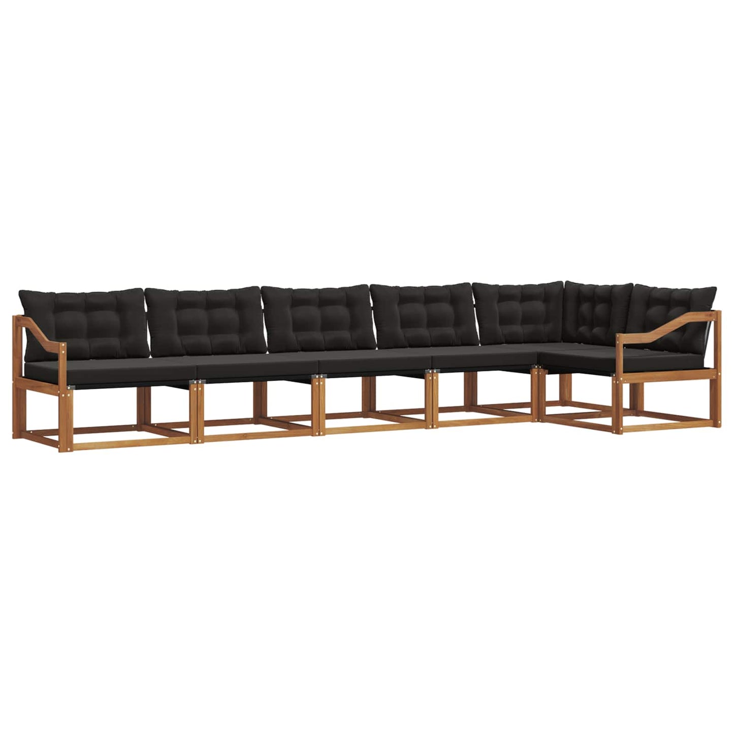 vidaXL Σειρά Καναπέ Εξωτερικού με μαξιλάρι 6 pcs Φυσικό και Μαύρο