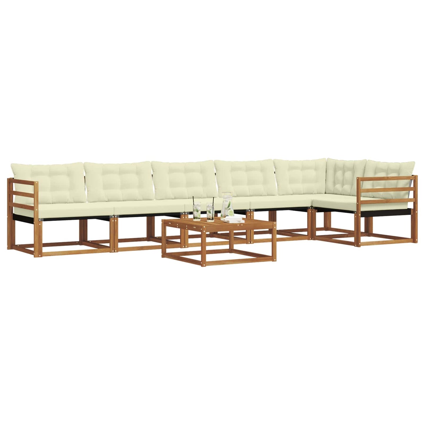 vidaXL Σειρά Καναπέ Εξωτερικού με μαξιλάρι 7 pcs Φυσικό και Κρέμα