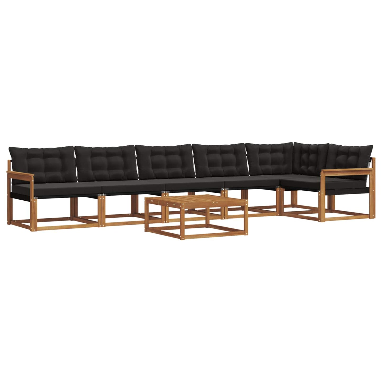 vidaXL Σειρά Καναπέ Εξωτερικού με μαξιλάρι 7 pcs Φυσικό και Μαύρο