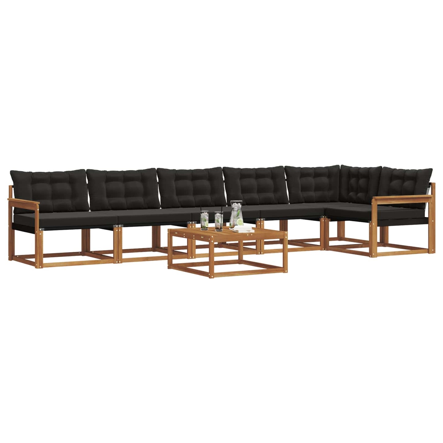 vidaXL Σειρά Καναπέ Εξωτερικού με μαξιλάρι 7 pcs Φυσικό και Μαύρο