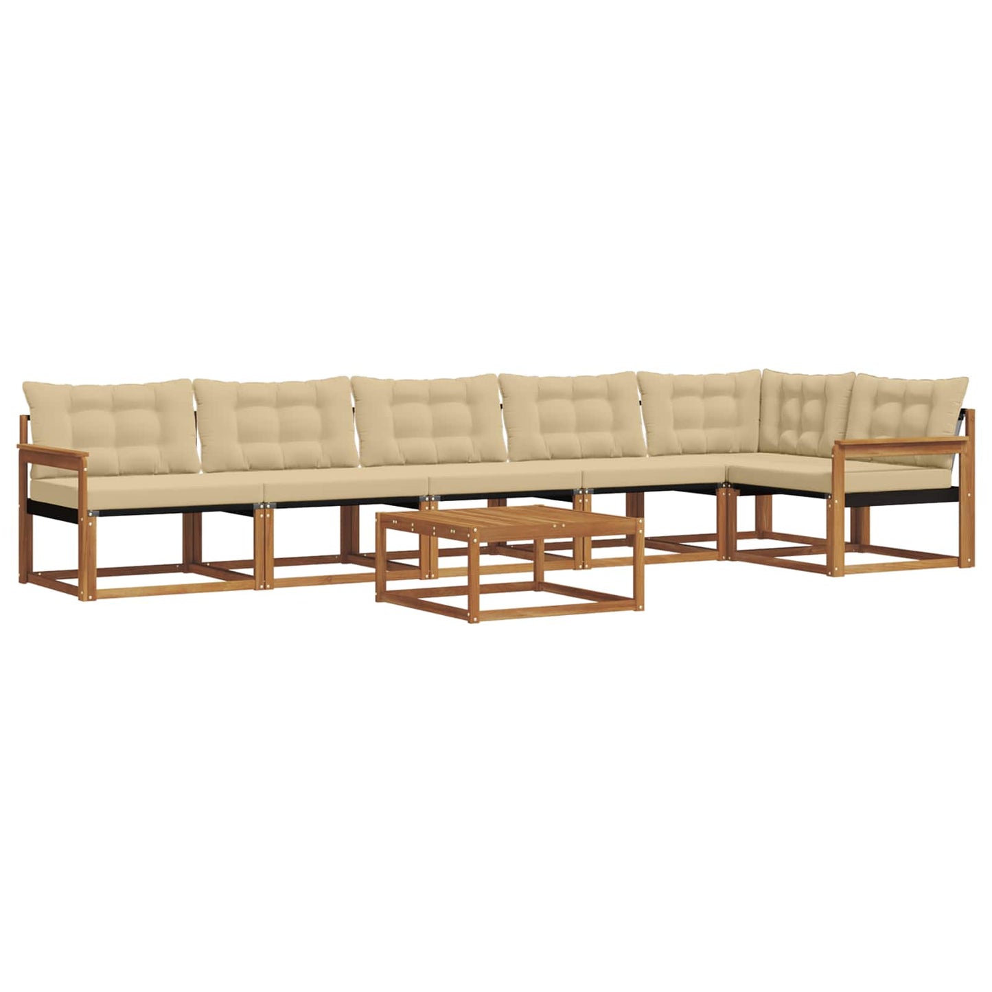 vidaXL Σειρά Καναπέ Εξωτερικού με μαξιλάρι 7 pcs Φυσικό και Μπεζ