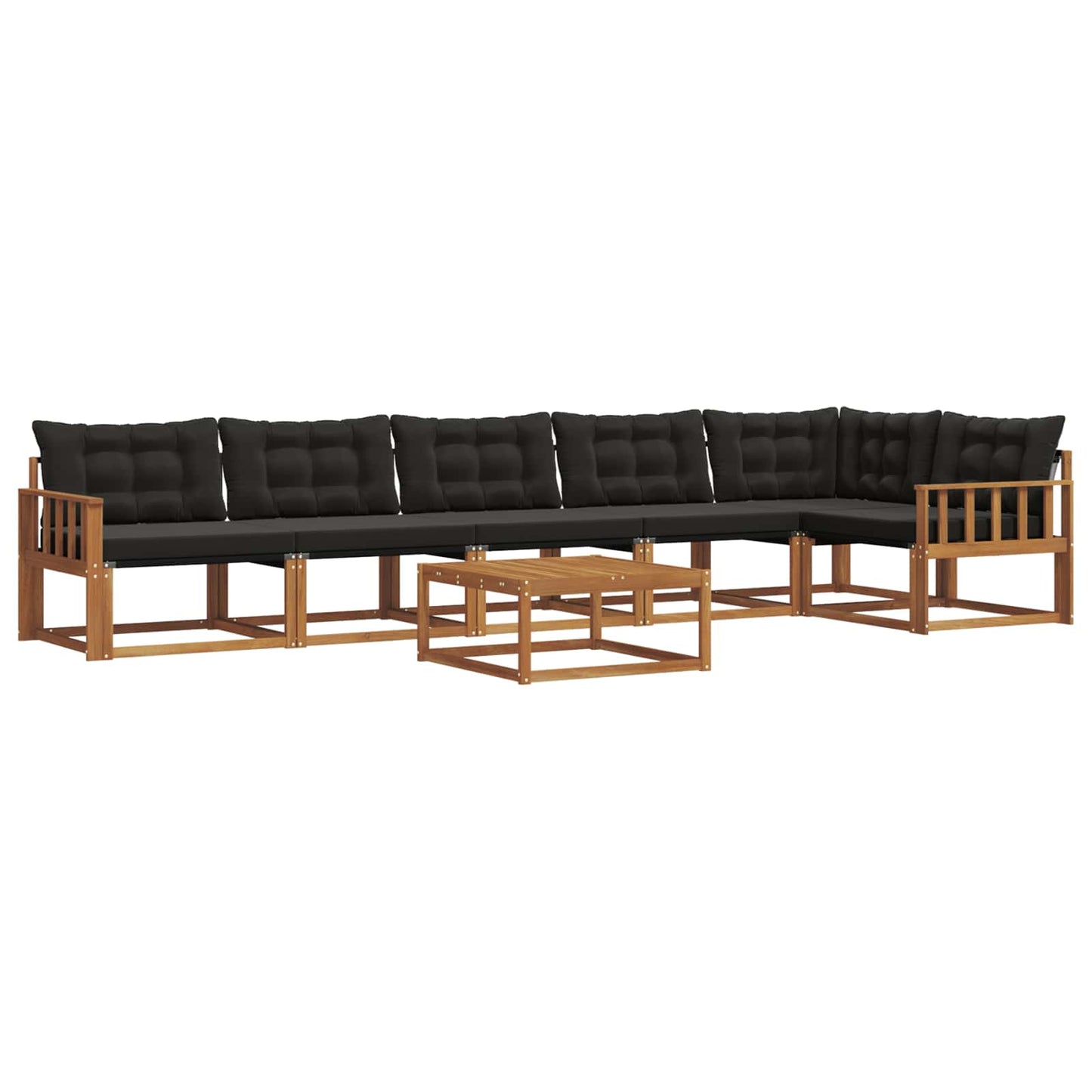 vidaXL Σειρά Καναπέ Εξωτερικού με μαξιλάρι 7 pcs Φυσικό και Μαύρο