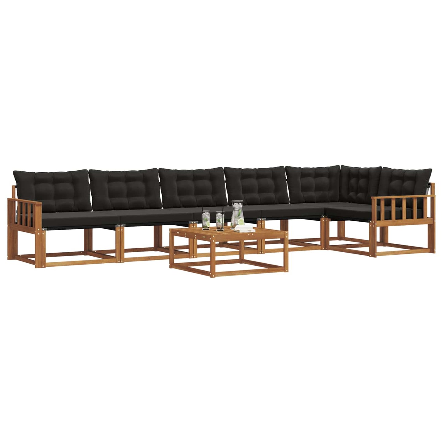 vidaXL Σειρά Καναπέ Εξωτερικού με μαξιλάρι 7 pcs Φυσικό και Μαύρο