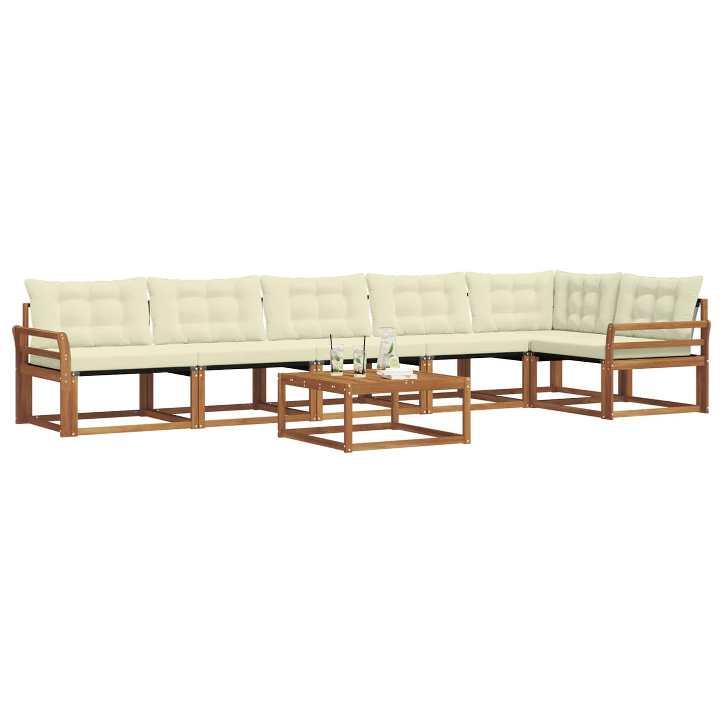 vidaXL Σειρά Καναπέ Εξωτερικού με μαξιλάρι 7 pcs Φυσικό και Κρέμα