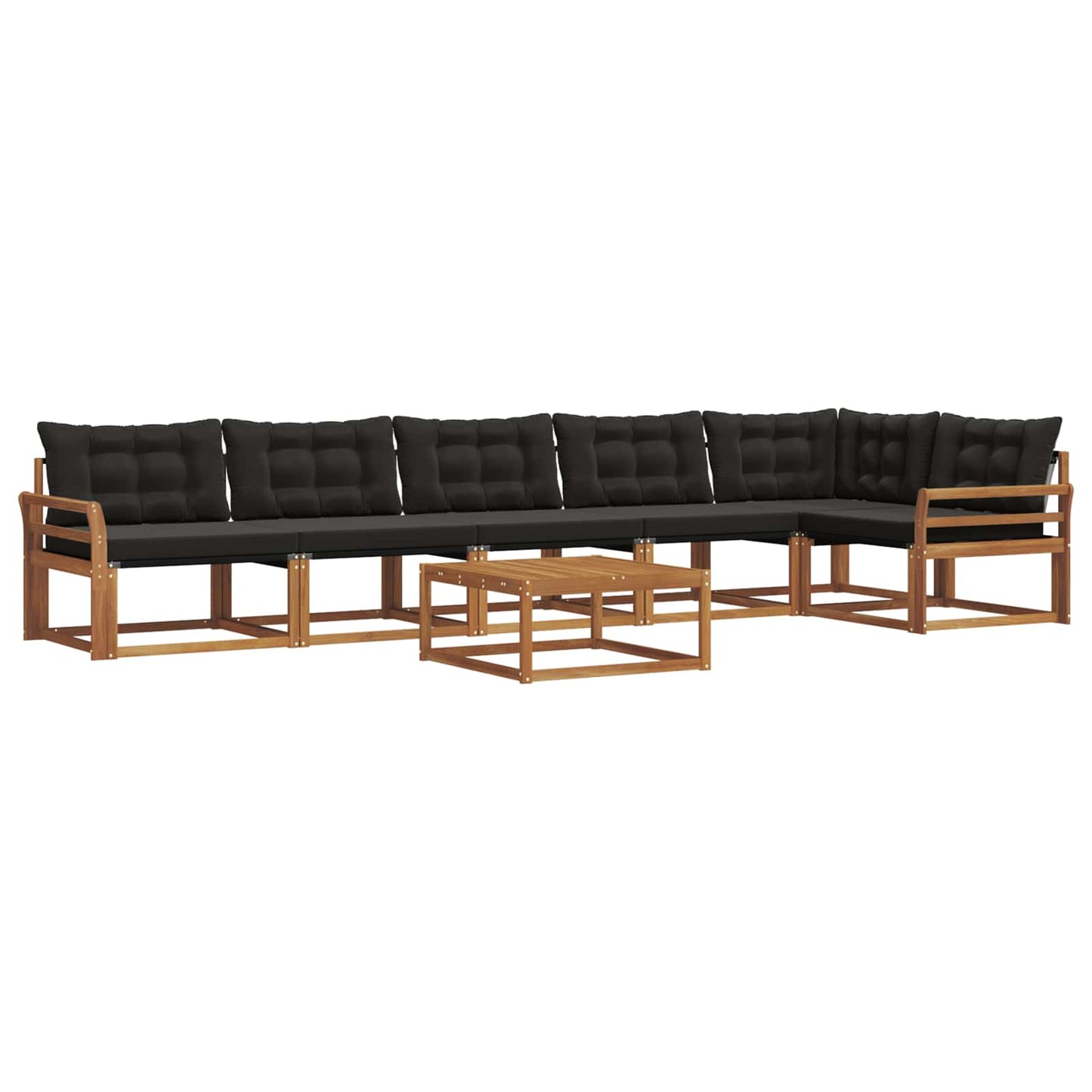 vidaXL Σειρά Καναπέ Εξωτερικού με μαξιλάρι 7 pcs Φυσικό και Μαύρο